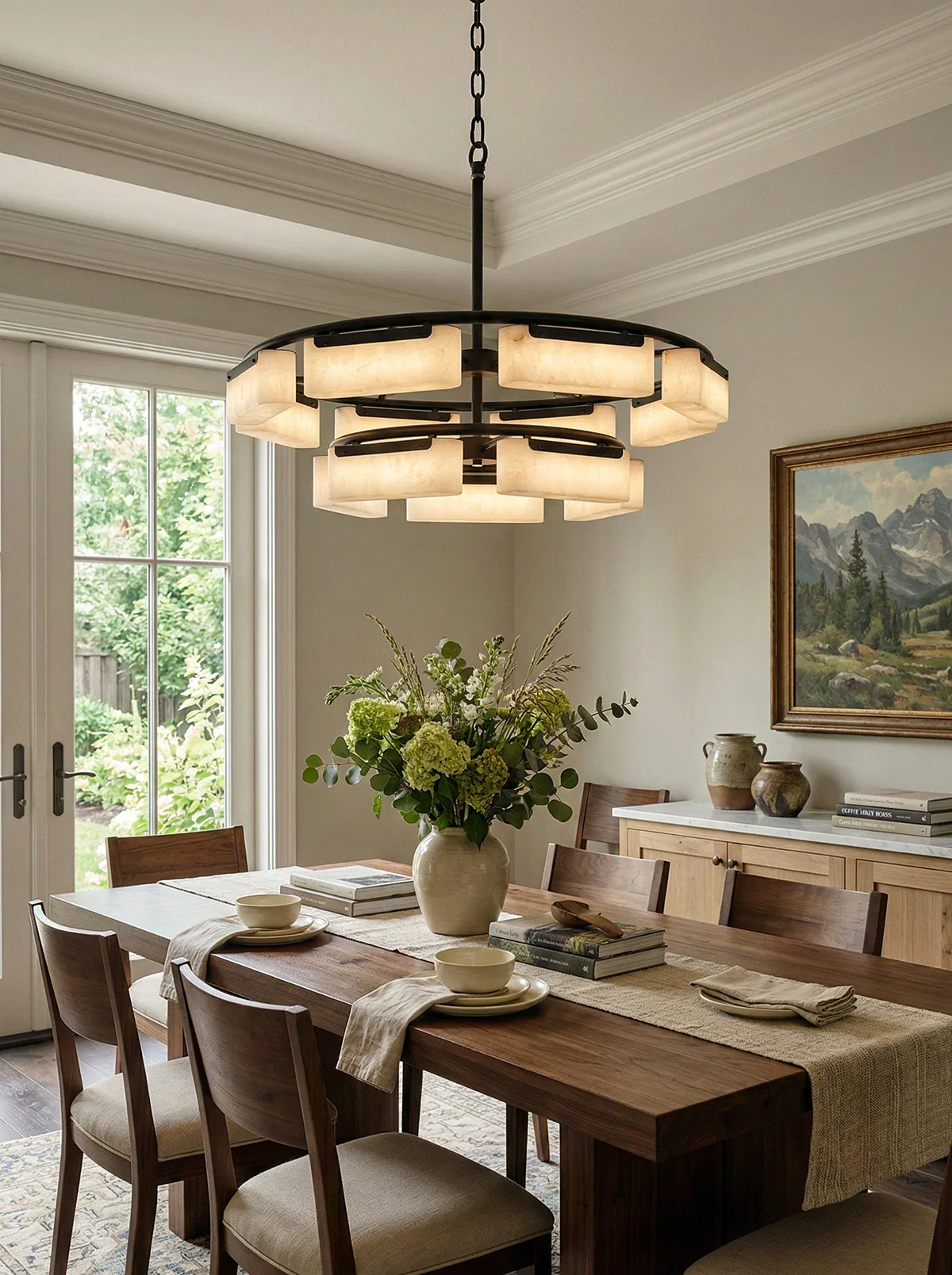 Rectangle Fusion Alabaster Chandelier - Image 3