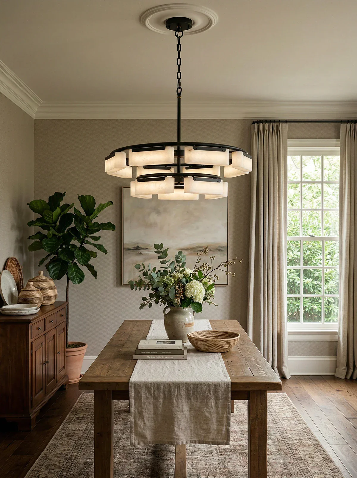 Rectangle Fusion Alabaster Chandelier - Image 4