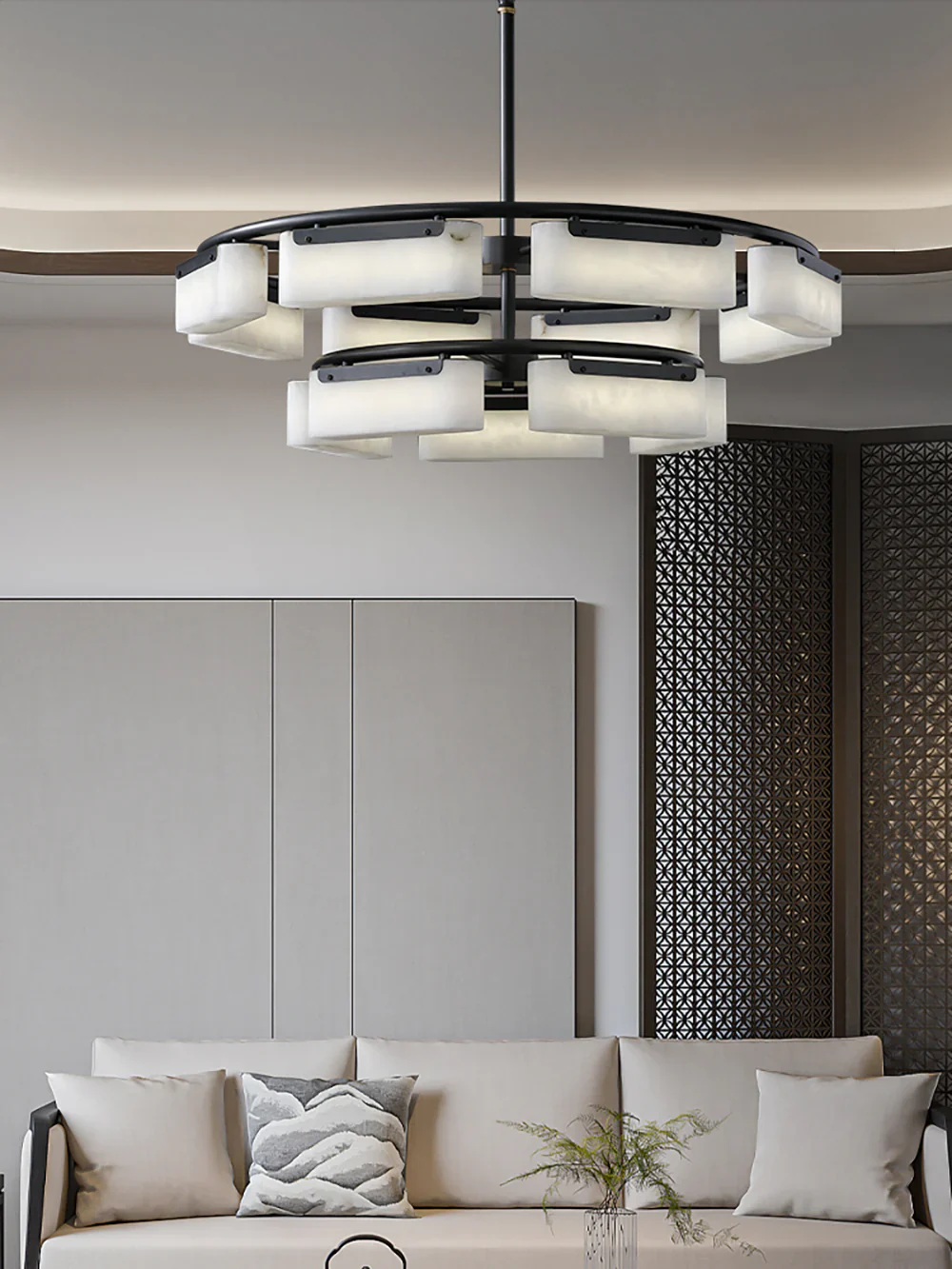 Rectangle Fusion Alabaster Chandelier - Image 6