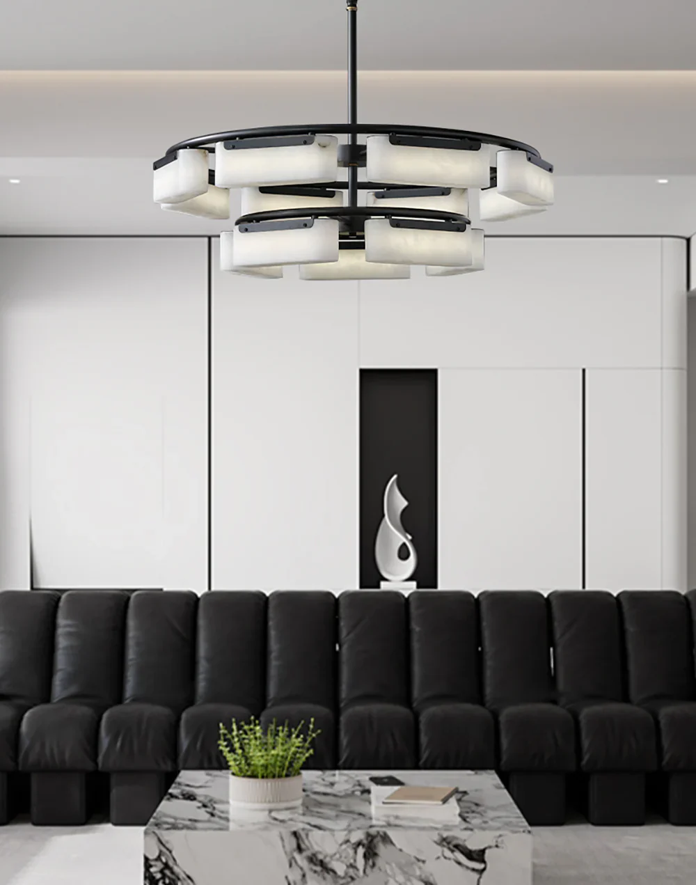 Rectangle Fusion Alabaster Chandelier - Image 7