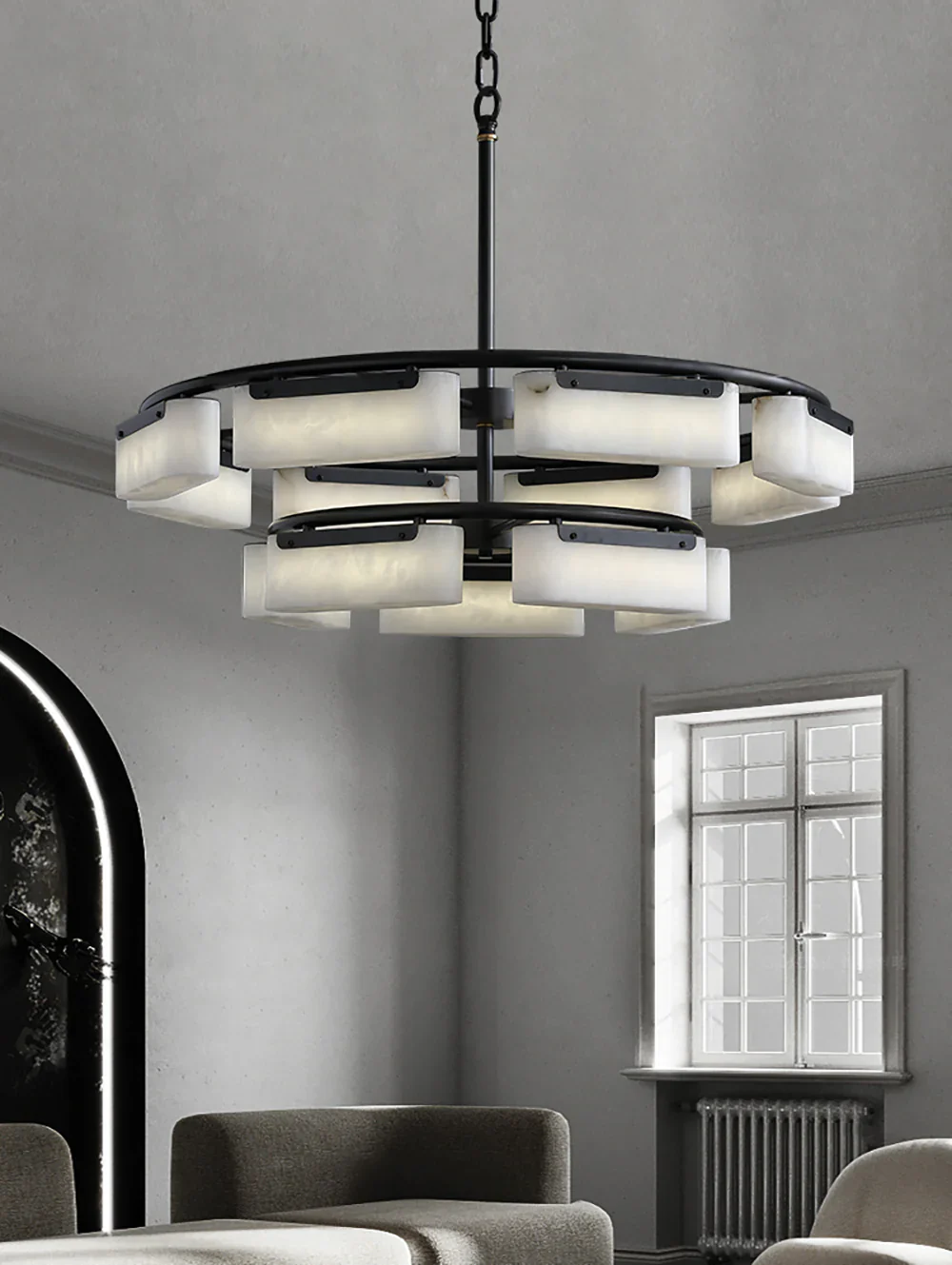 Rectangle Fusion Alabaster Chandelier - Image 8