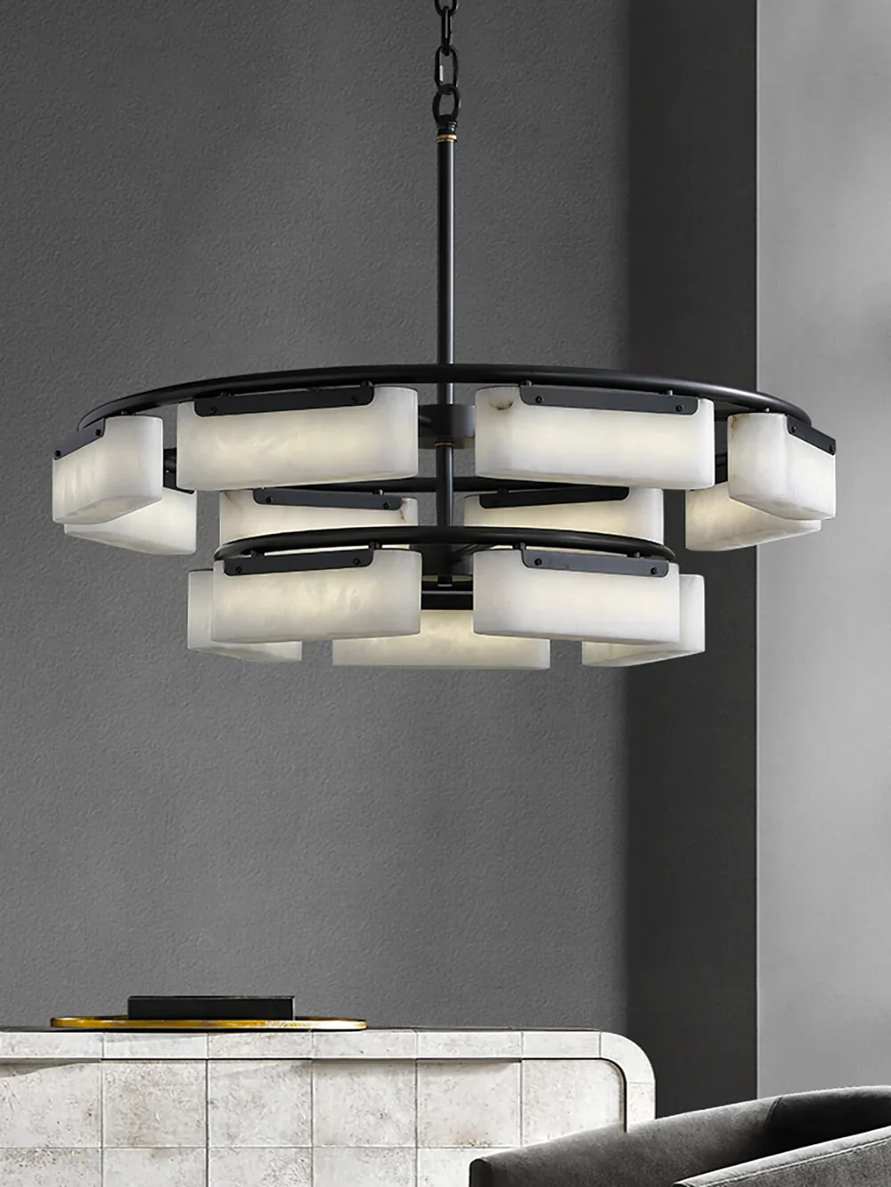 Rectangle Fusion Alabaster Chandelier - Image 9