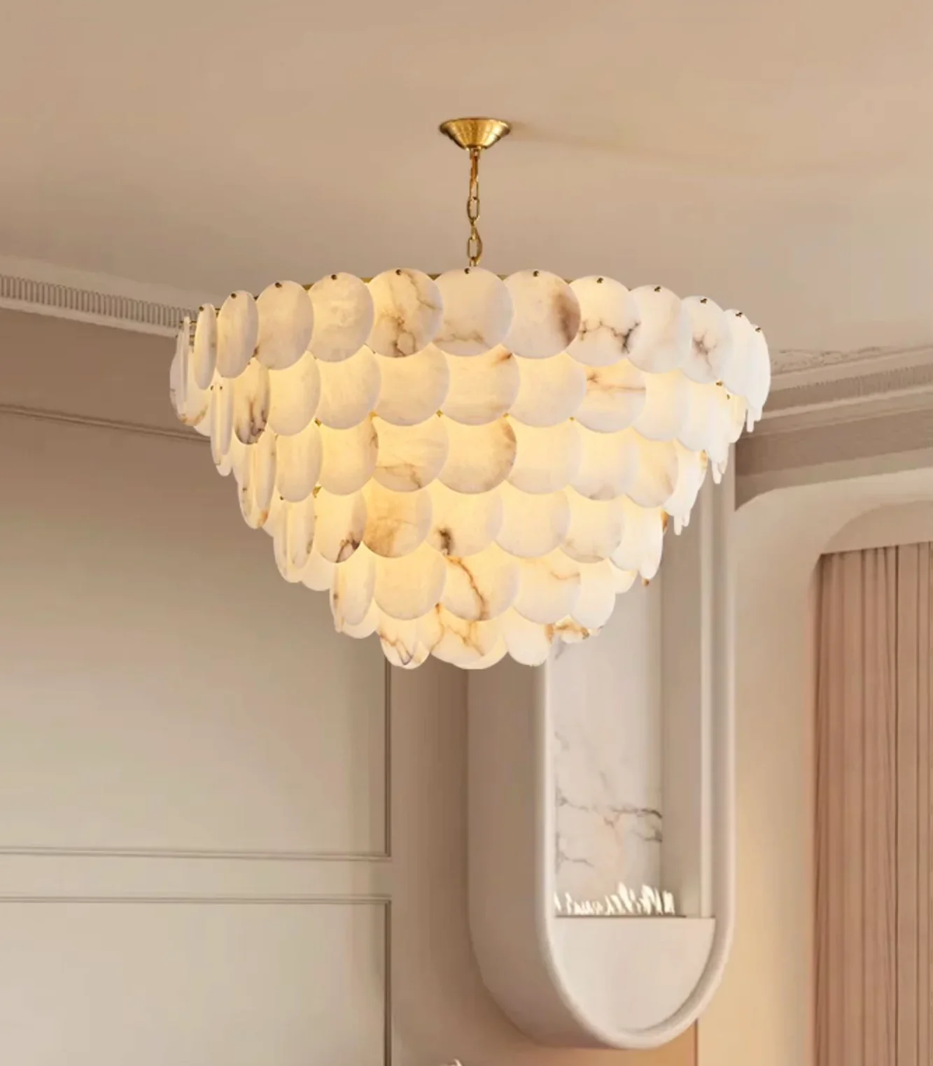 Alabaster Multi Layer Round Chandelier - Image 3
