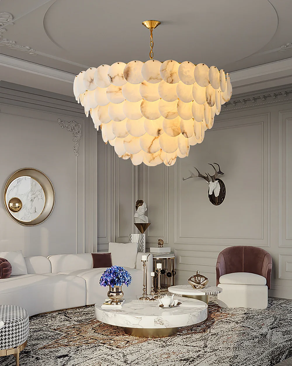 Alabaster Multi Layer Round Chandelier - Image 7