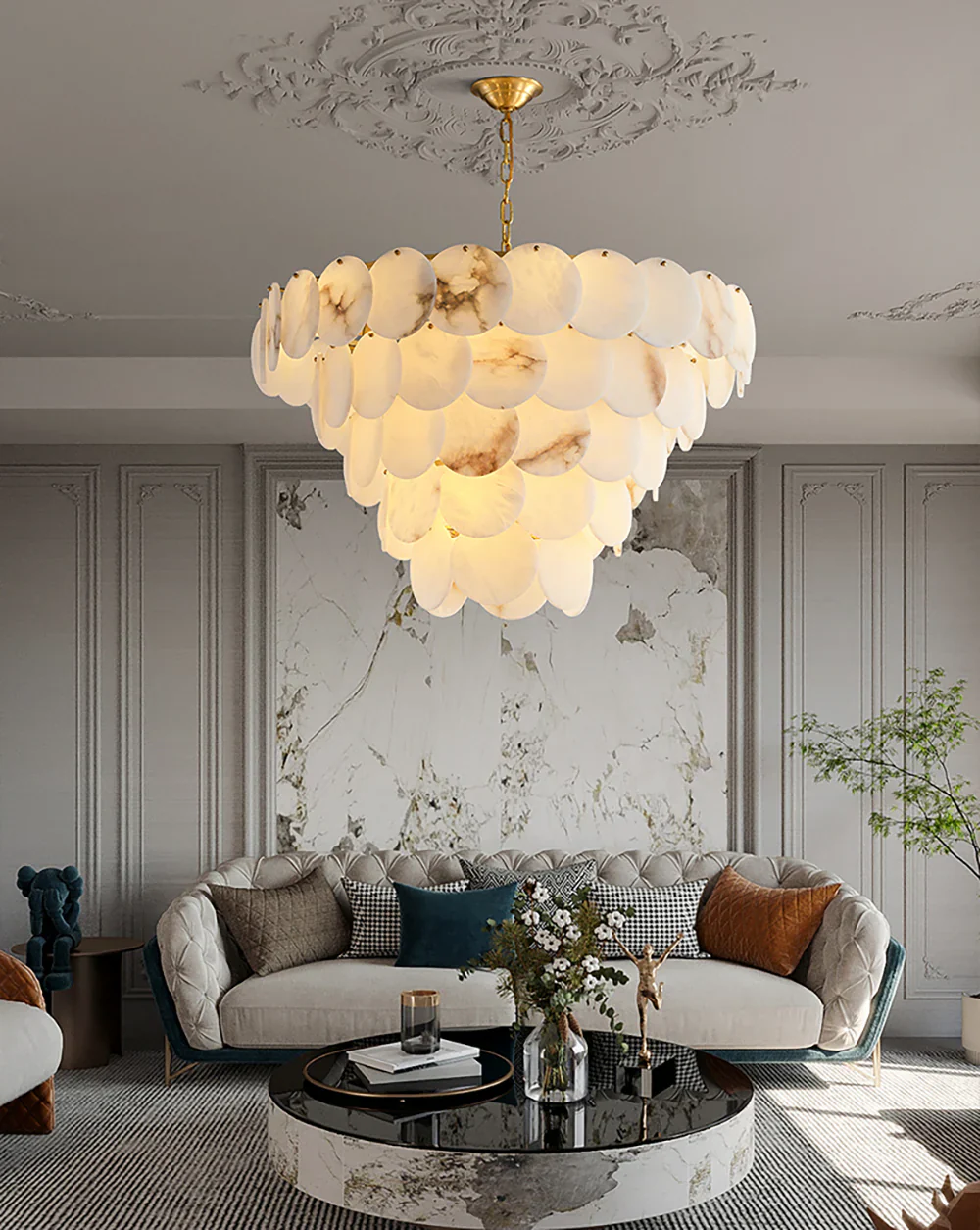 Alabaster Multi Layer Round Chandelier - Image 8