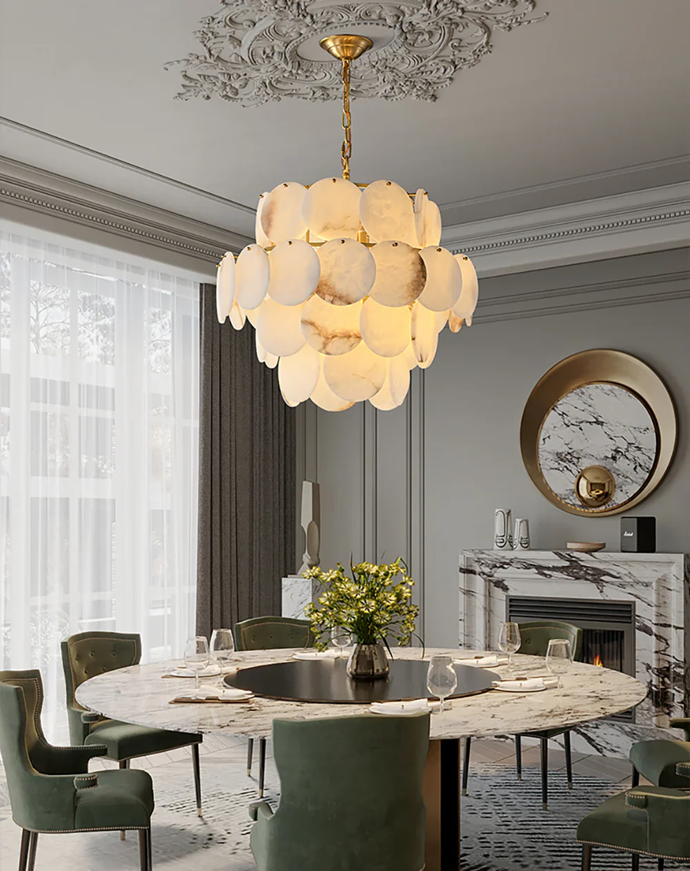 Alabaster Multi Layer Round Chandelier - Image 9