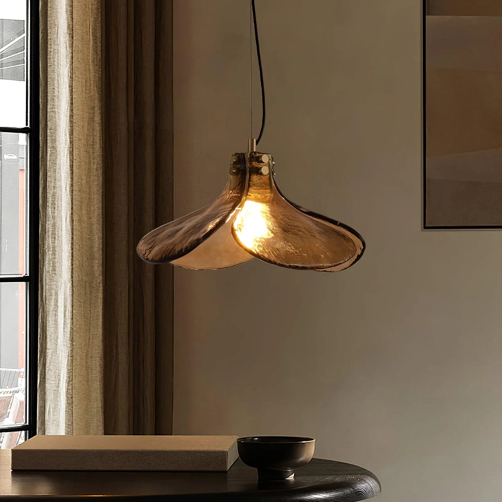 Amber Petal Glass Pendant Light - Image 11