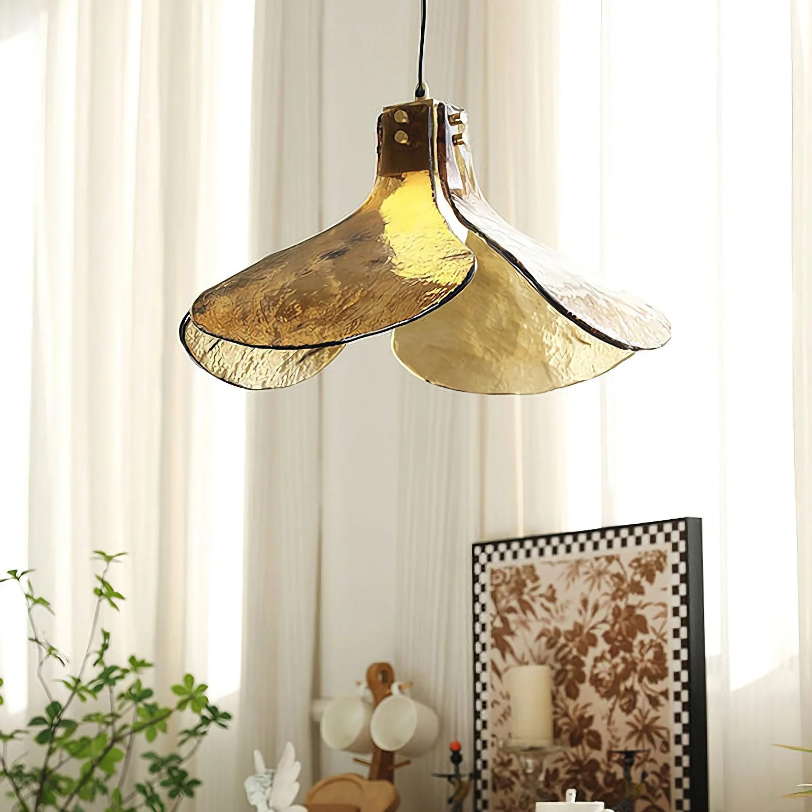 Amber Petal Glass Pendant Light - Image 13