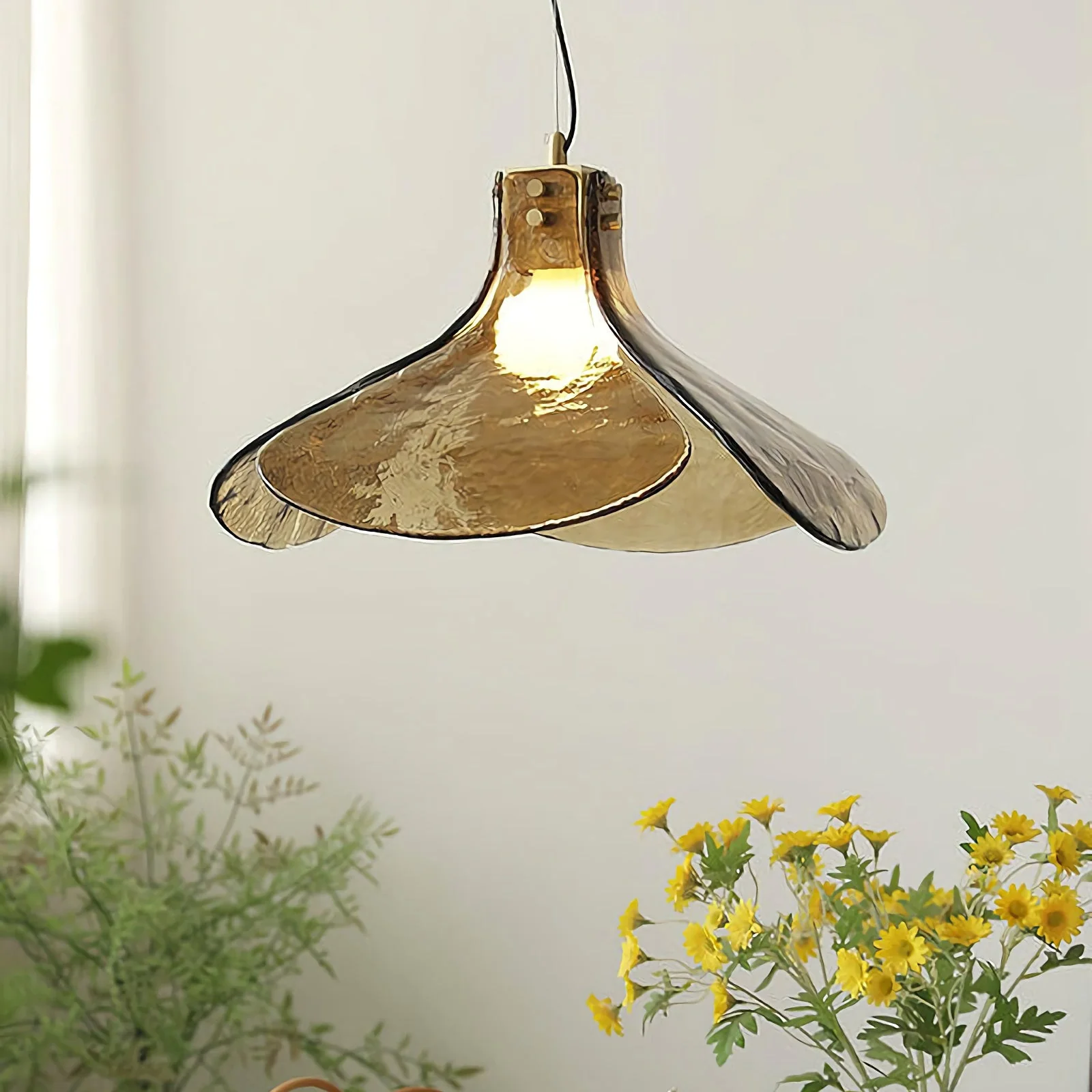 Amber Petal Glass Pendant Light - Image 14