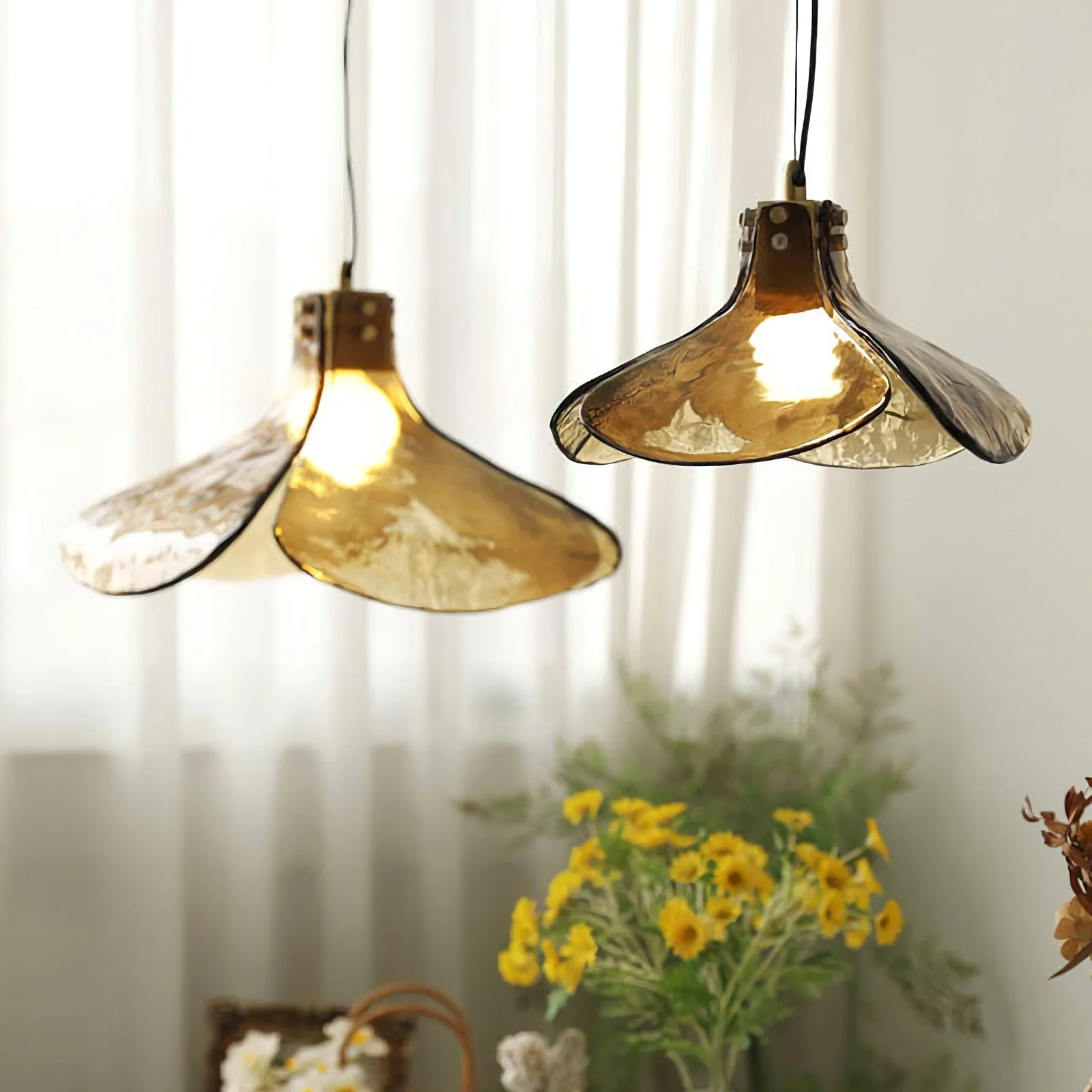 Amber Petal Glass Pendant Light - Image 15