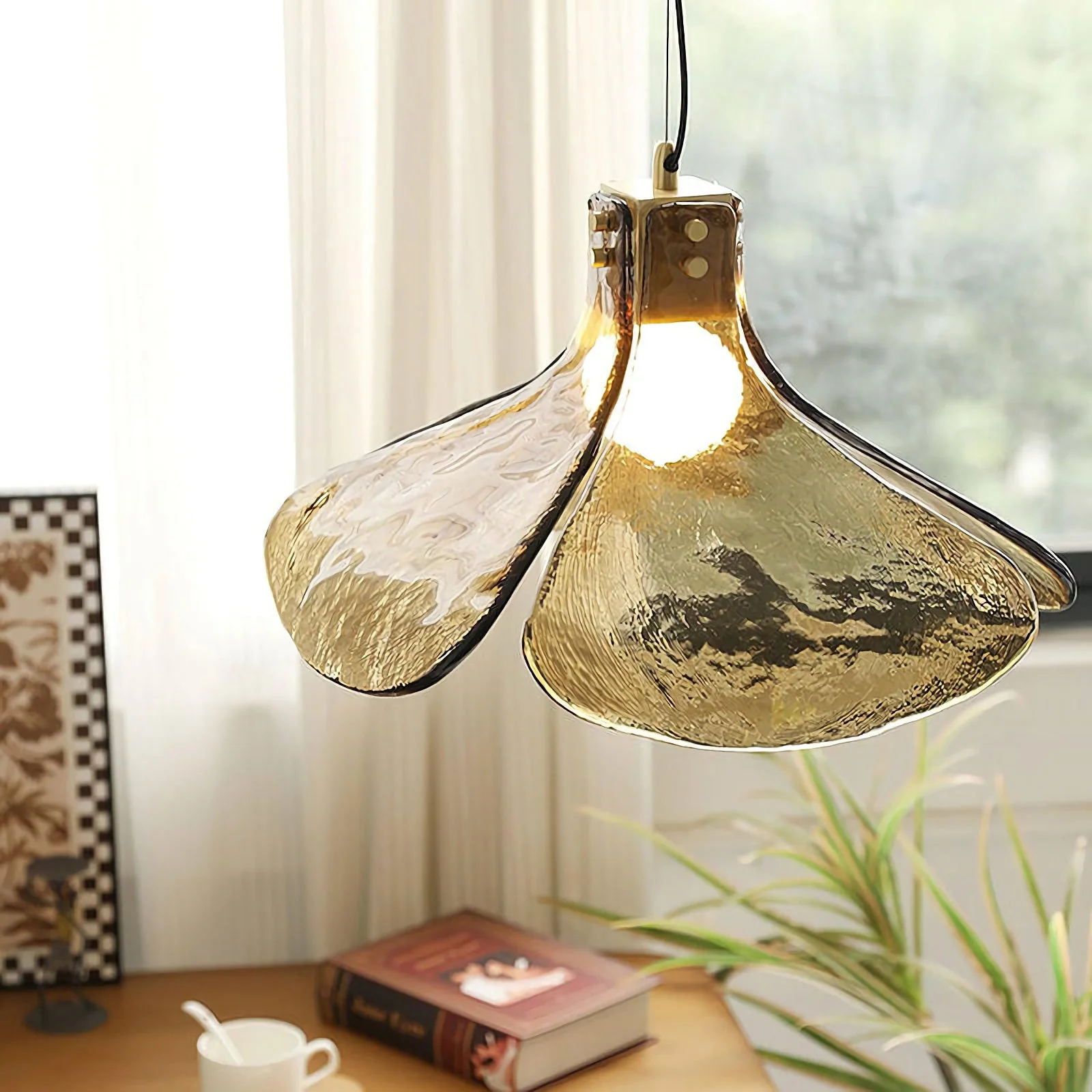 Amber Petal Glass Pendant Light - Image 17