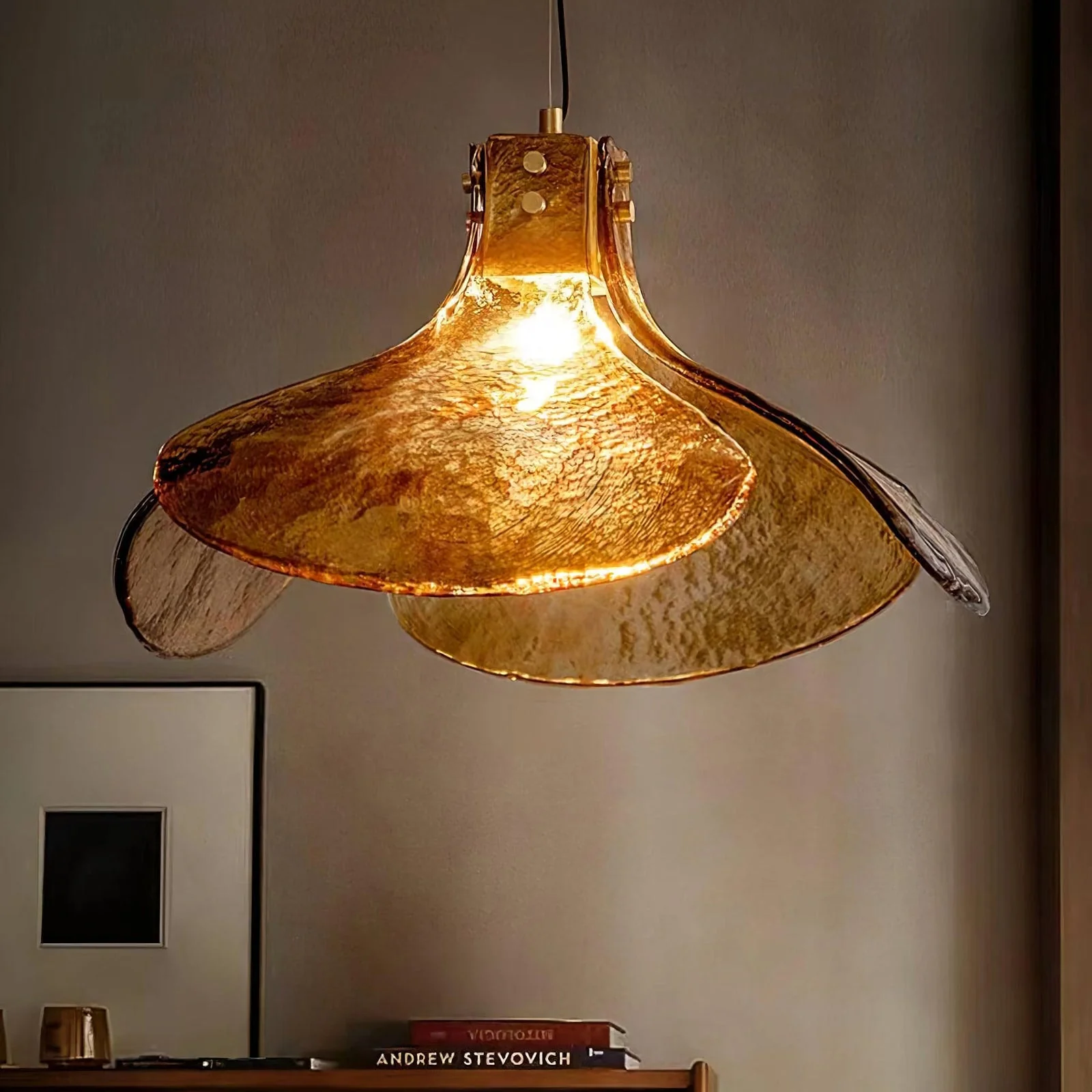 Amber Petal Glass Pendant Light - Image 18