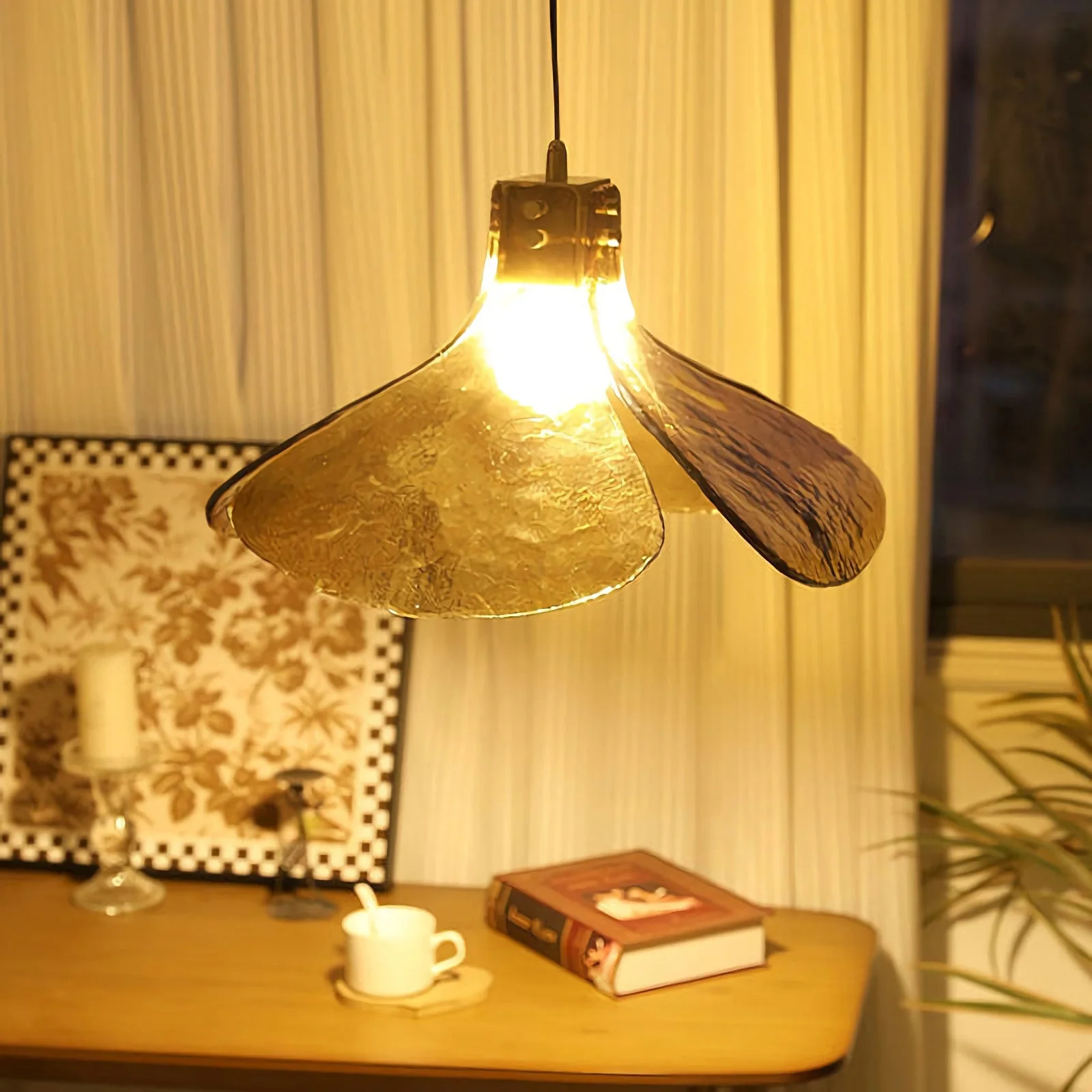 Amber Petal Glass Pendant Light - Image 19