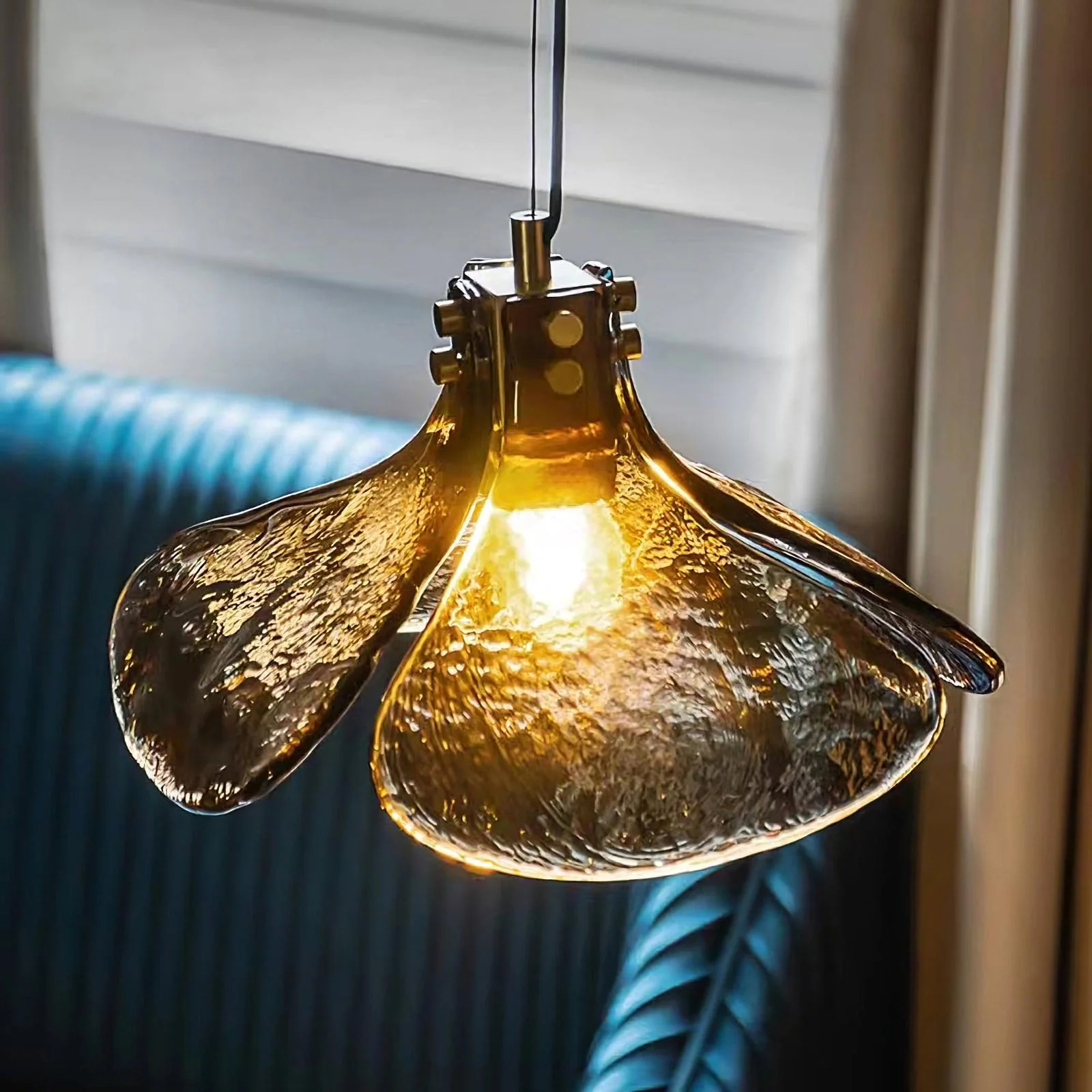 Amber Petal Glass Pendant Light - Image 22