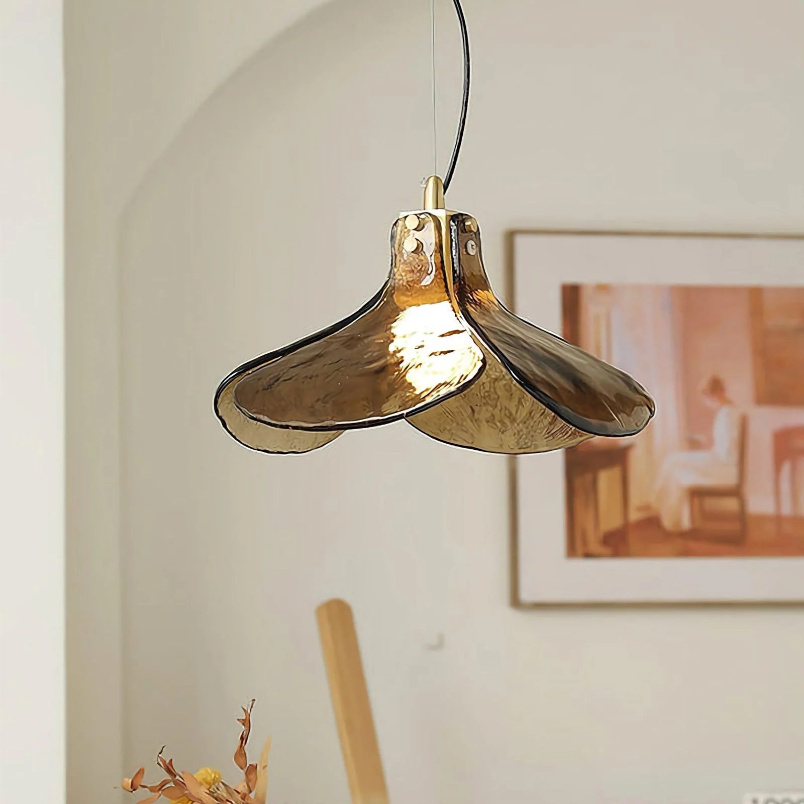Amber Petal Glass Pendant Light - Image 6