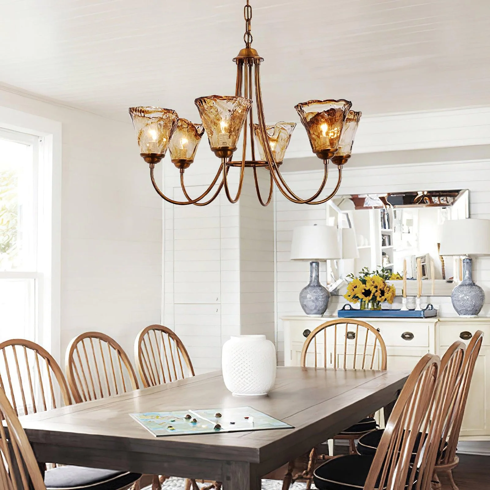 Amber Wavy Glass Chandelier - Image 2