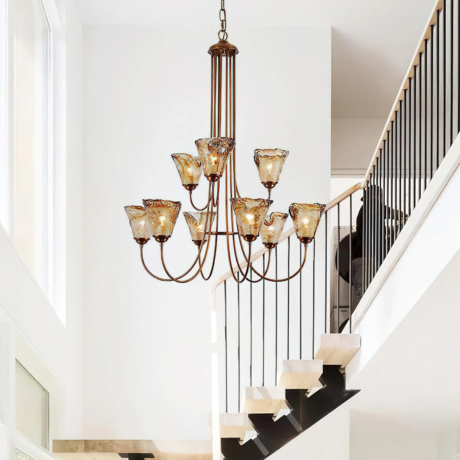 Amber Wavy Glass Chandelier - Image 6