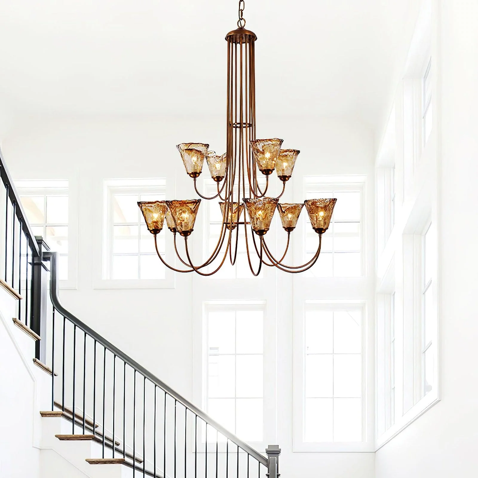 Amber Wavy Glass Chandelier - Image 7