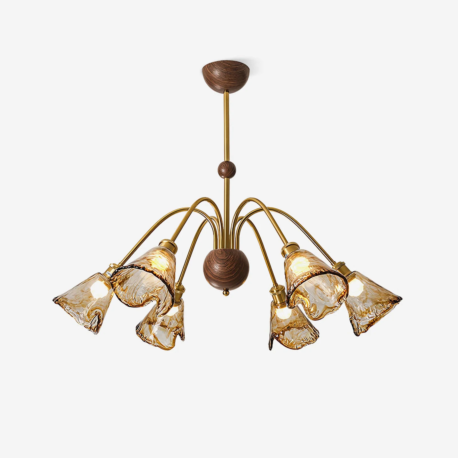 Amber Wavy Glass Floral Chandelier - Image 15