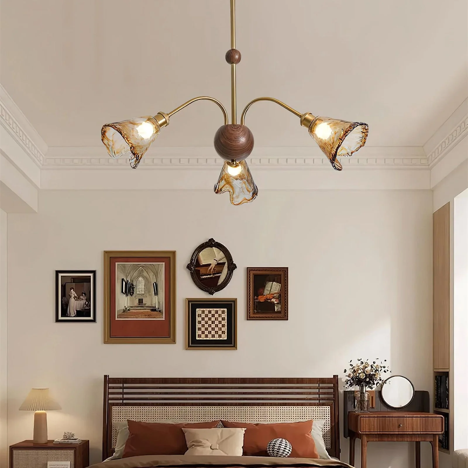 Amber Wavy Glass Floral Chandelier - Image 5