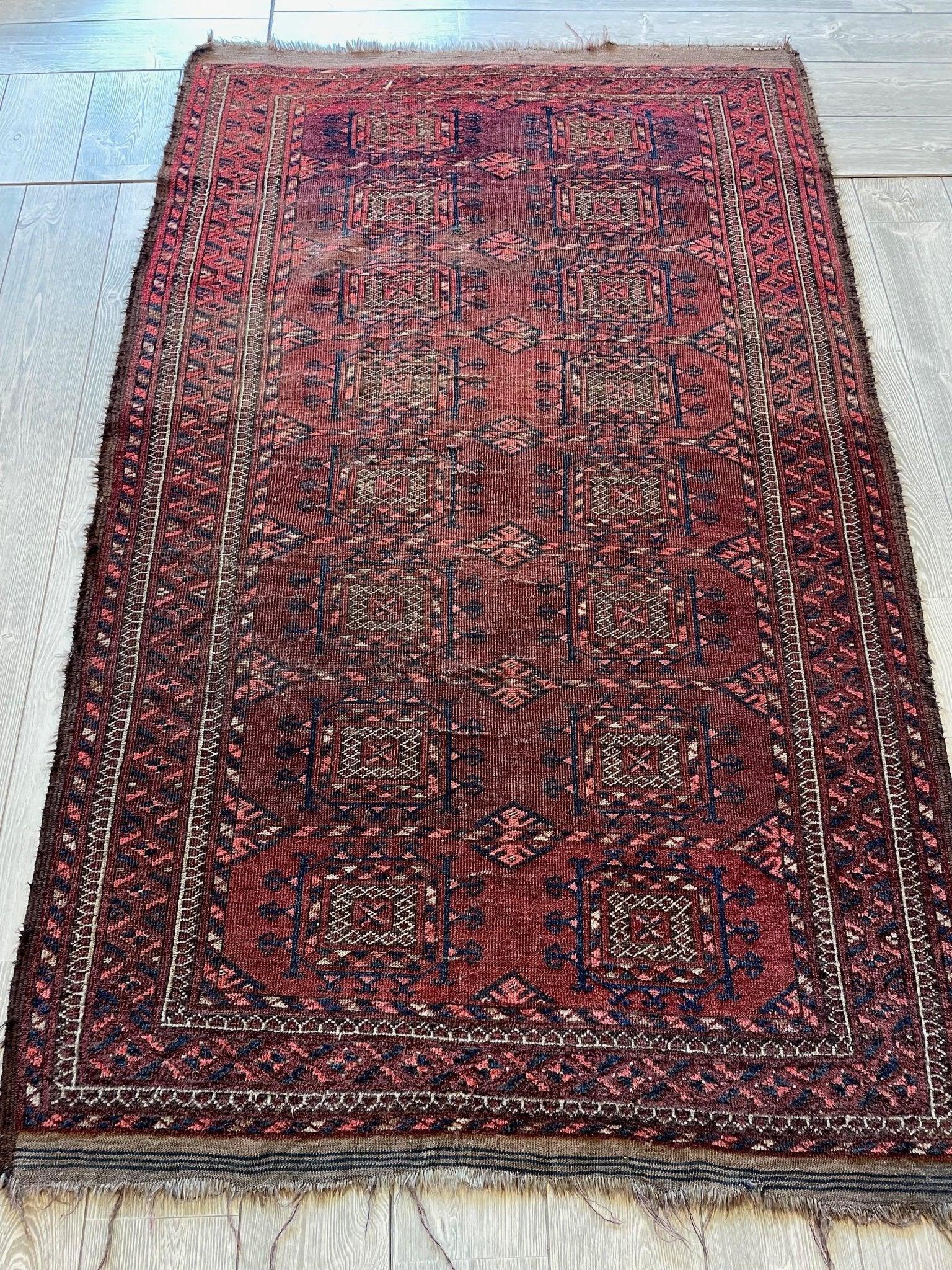 Antique 1880’s Baluch Rug 4x7 Ft - Image 4