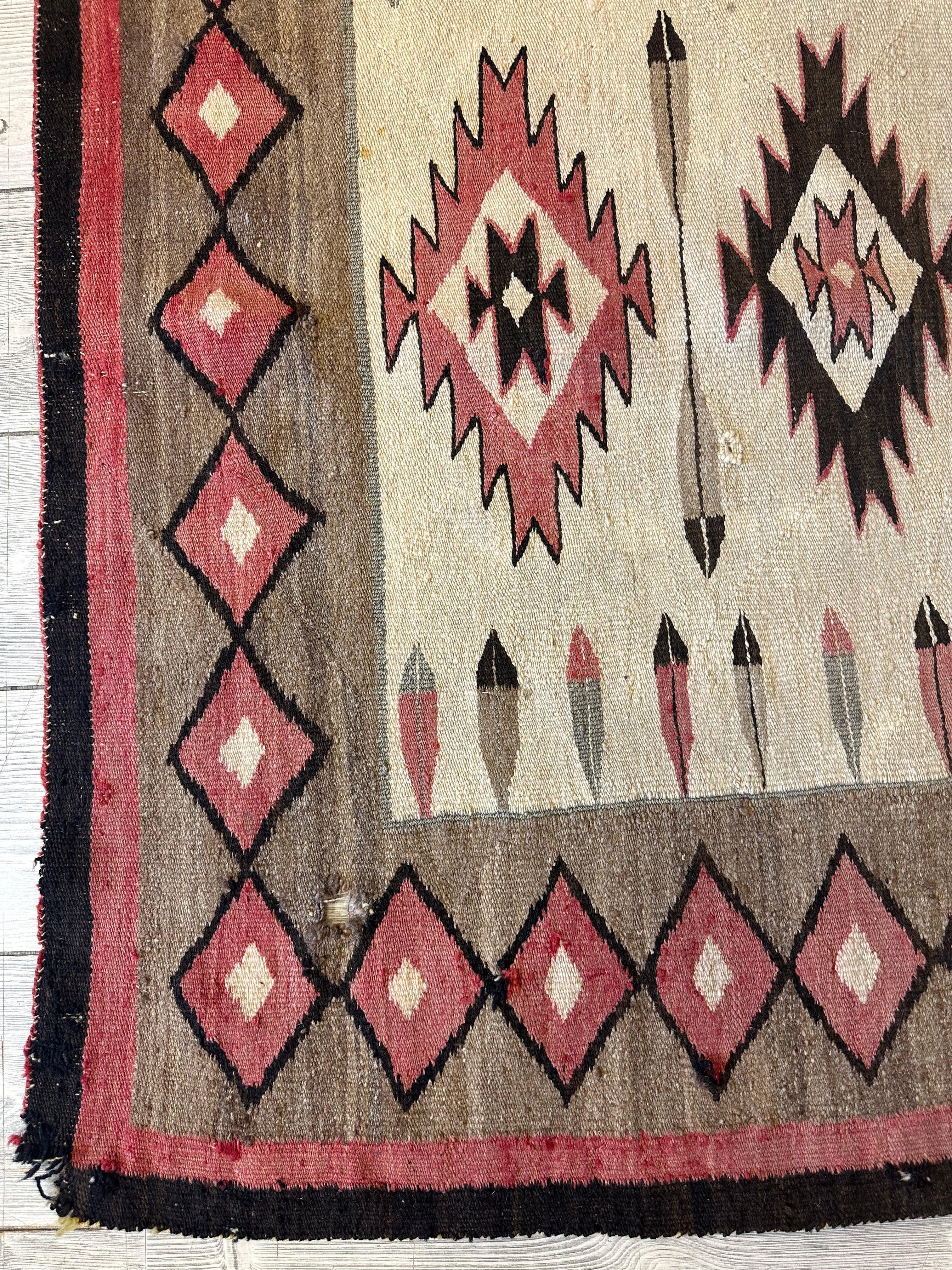 Antique 1880’s Navajo Rug 4’ x 5’ - Image 2
