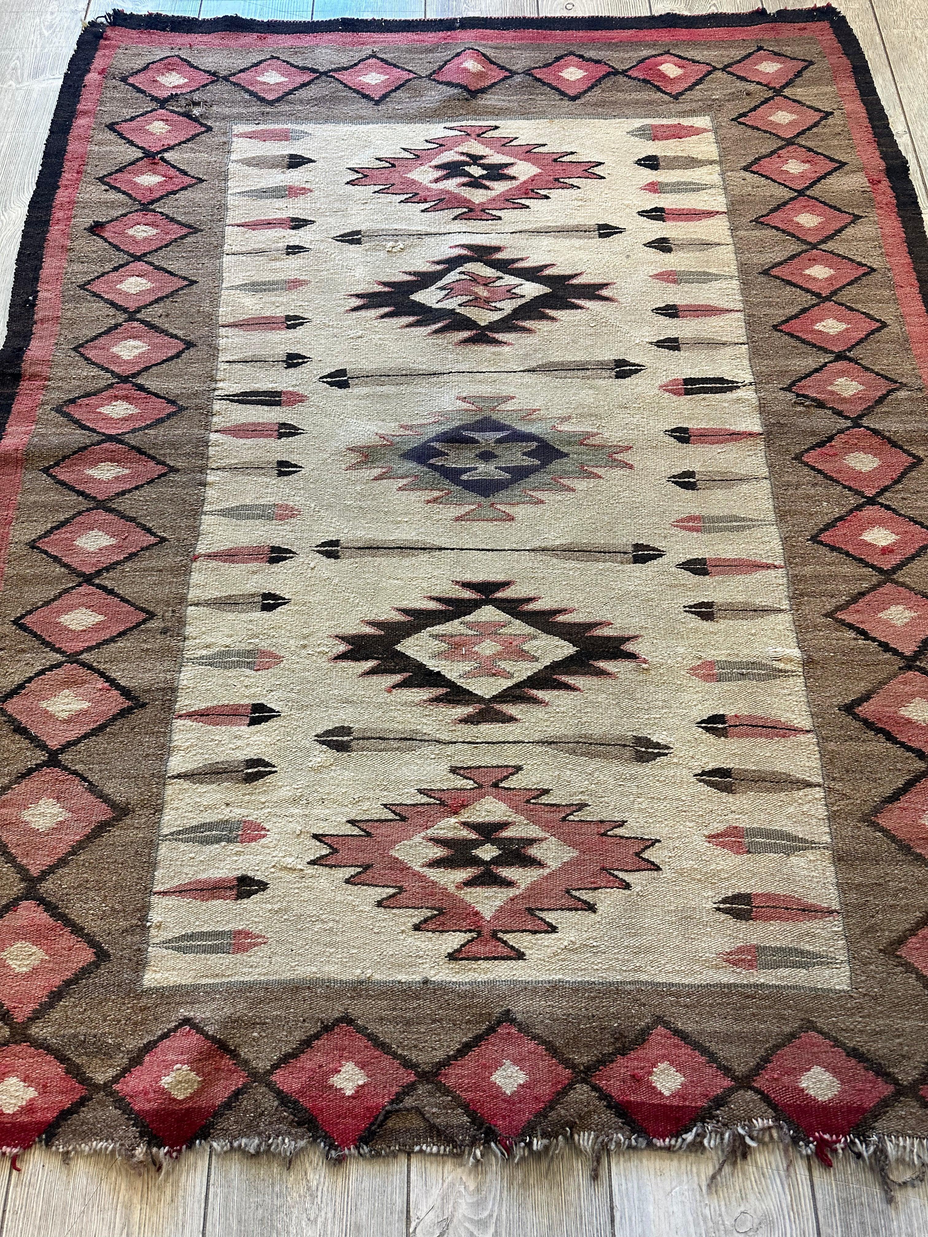 Antique 1880’s Navajo Rug 4’ x 5’ - Image 3