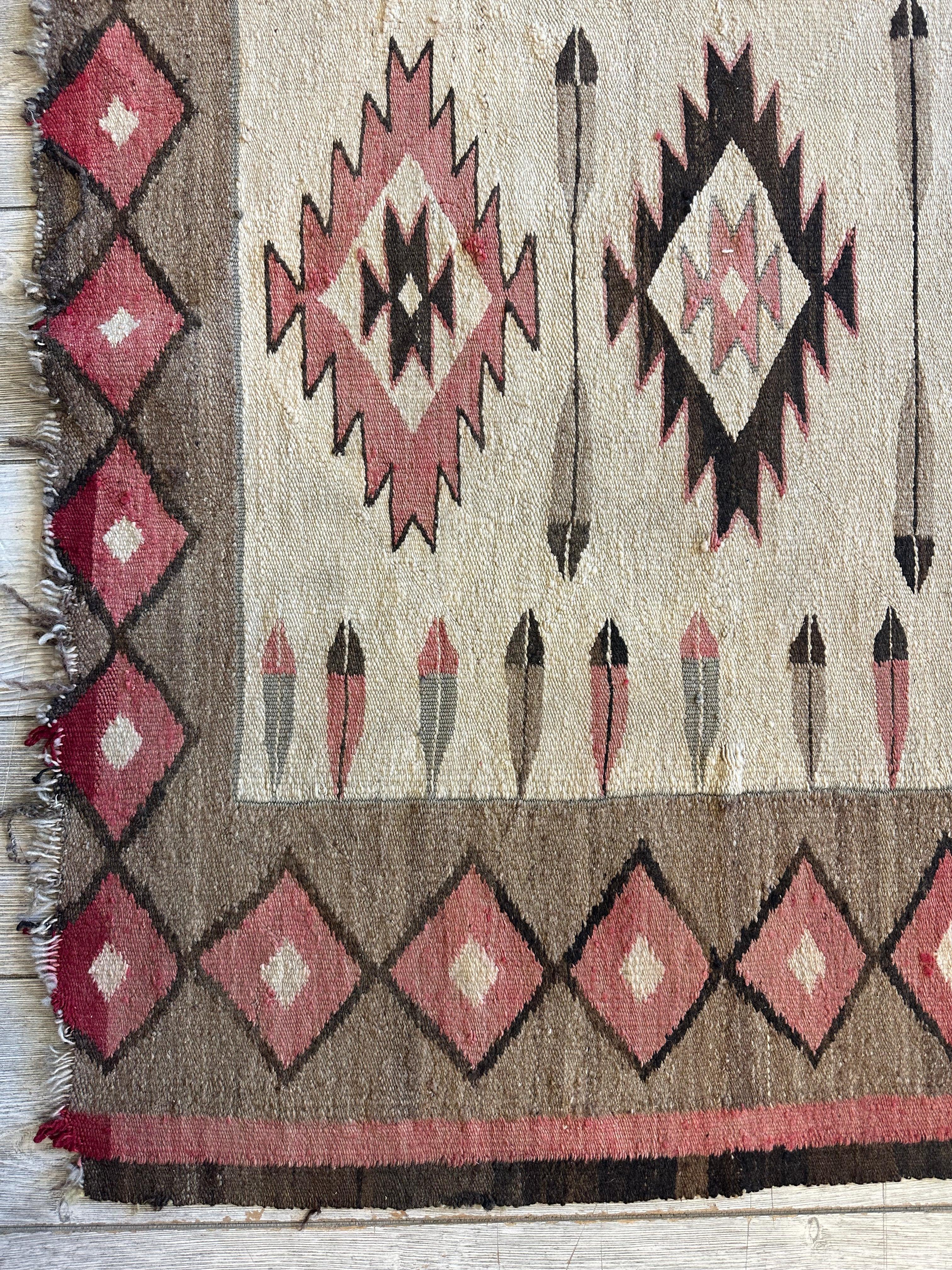 Antique 1880’s Navajo Rug 4’ x 5’ - Image 6