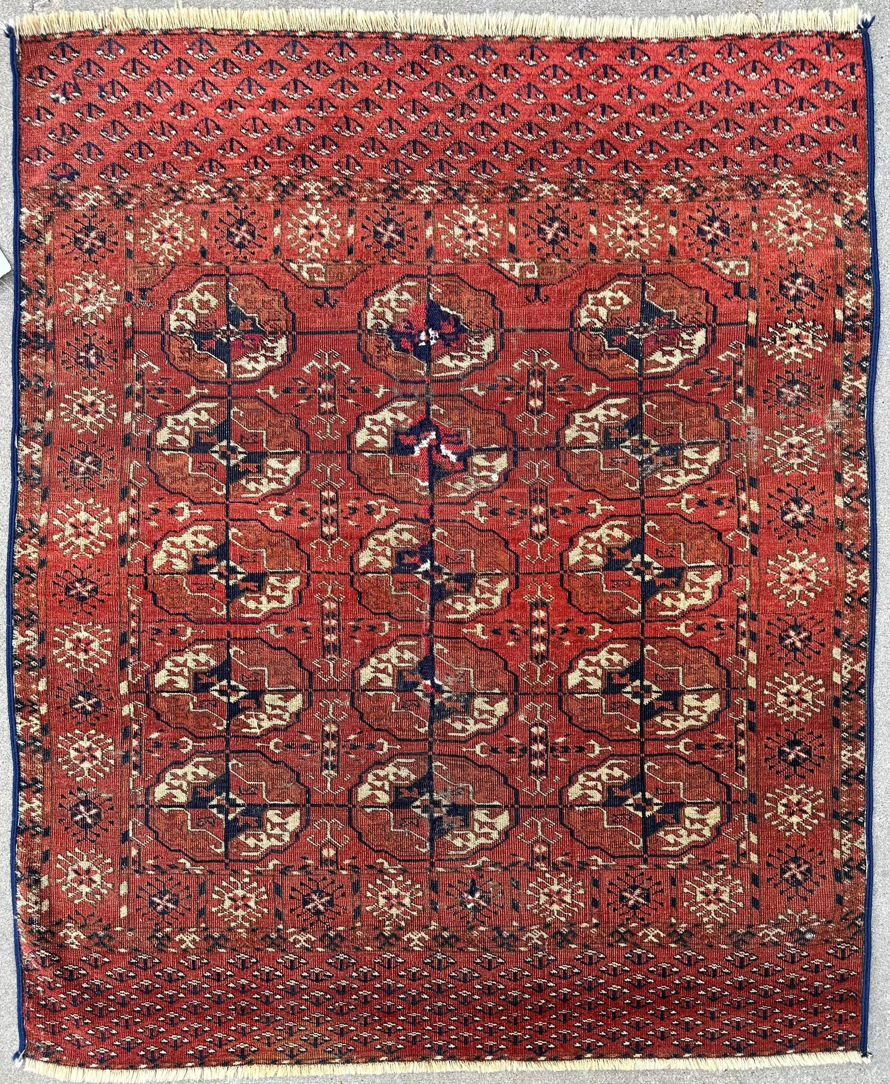 Antique 1880’s Tribal Turkoman Tekke Wedding Rug 3’4” x 4’1” - Image 2