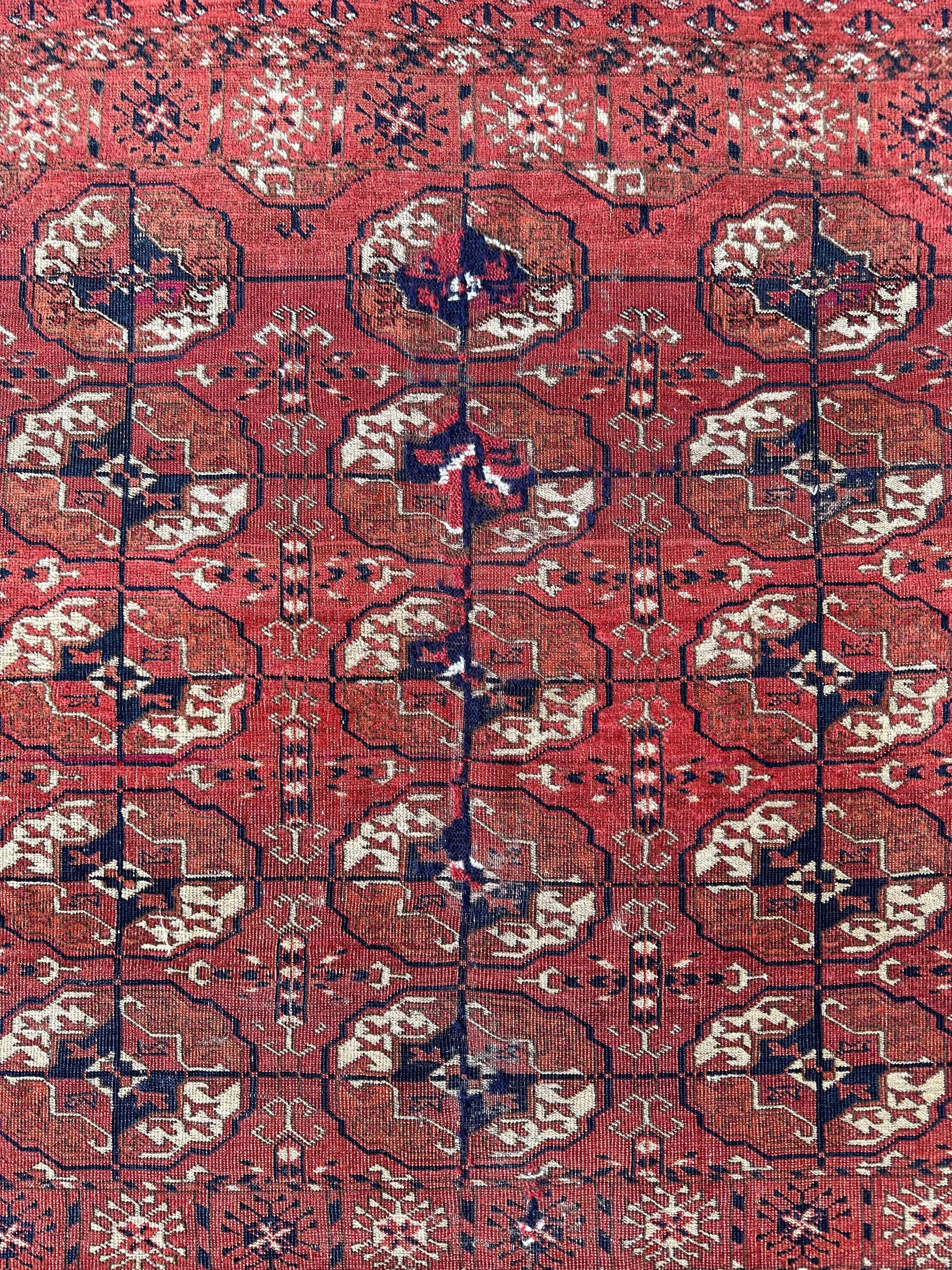 Antique 1880’s Tribal Turkoman Tekke Wedding Rug 3’4” x 4’1” - Image 3