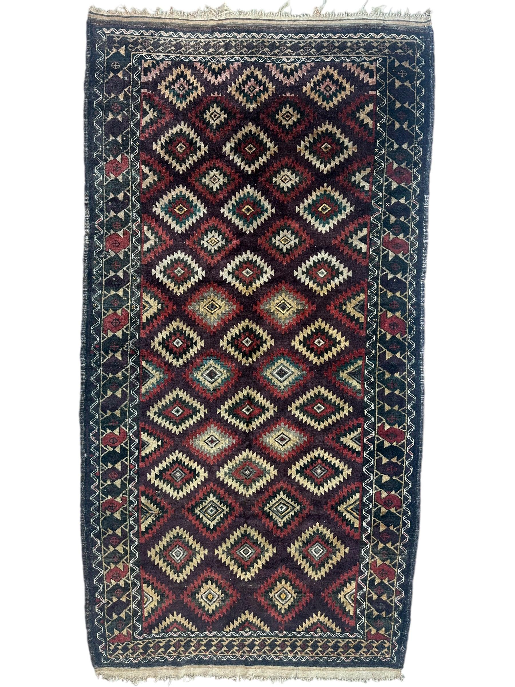 Antique 1900’s Tribal Baluch Wool Rug 4’5” x 8’6” - Image 2
