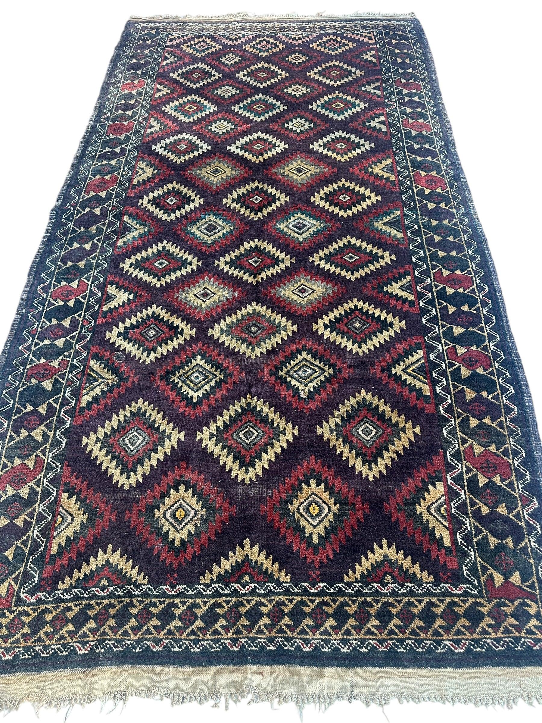 Antique 1900’s Tribal Baluch Wool Rug 4’5” x 8’6” - Image 3