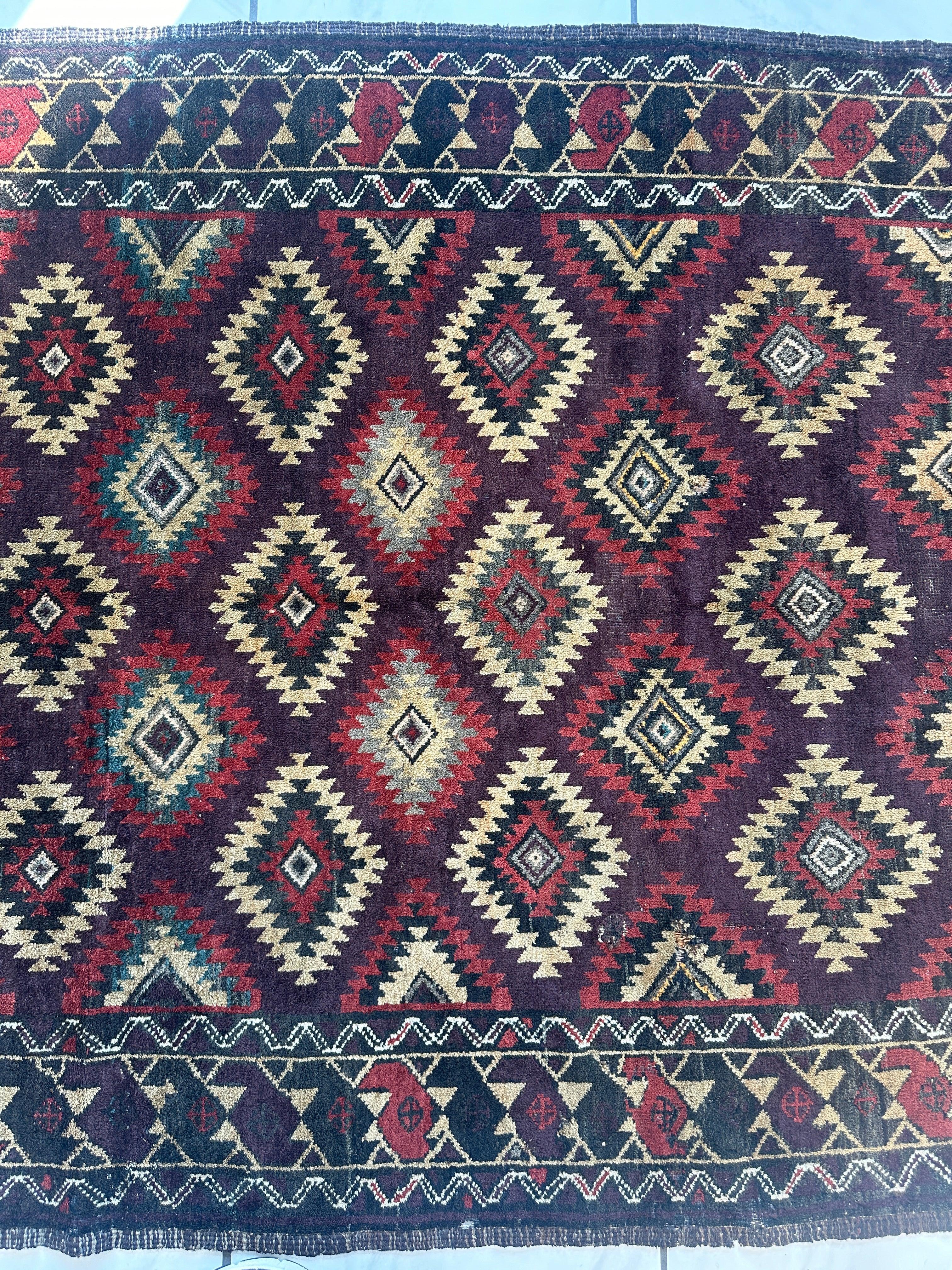 Antique 1900’s Tribal Baluch Wool Rug 4’5” x 8’6” - Image 6