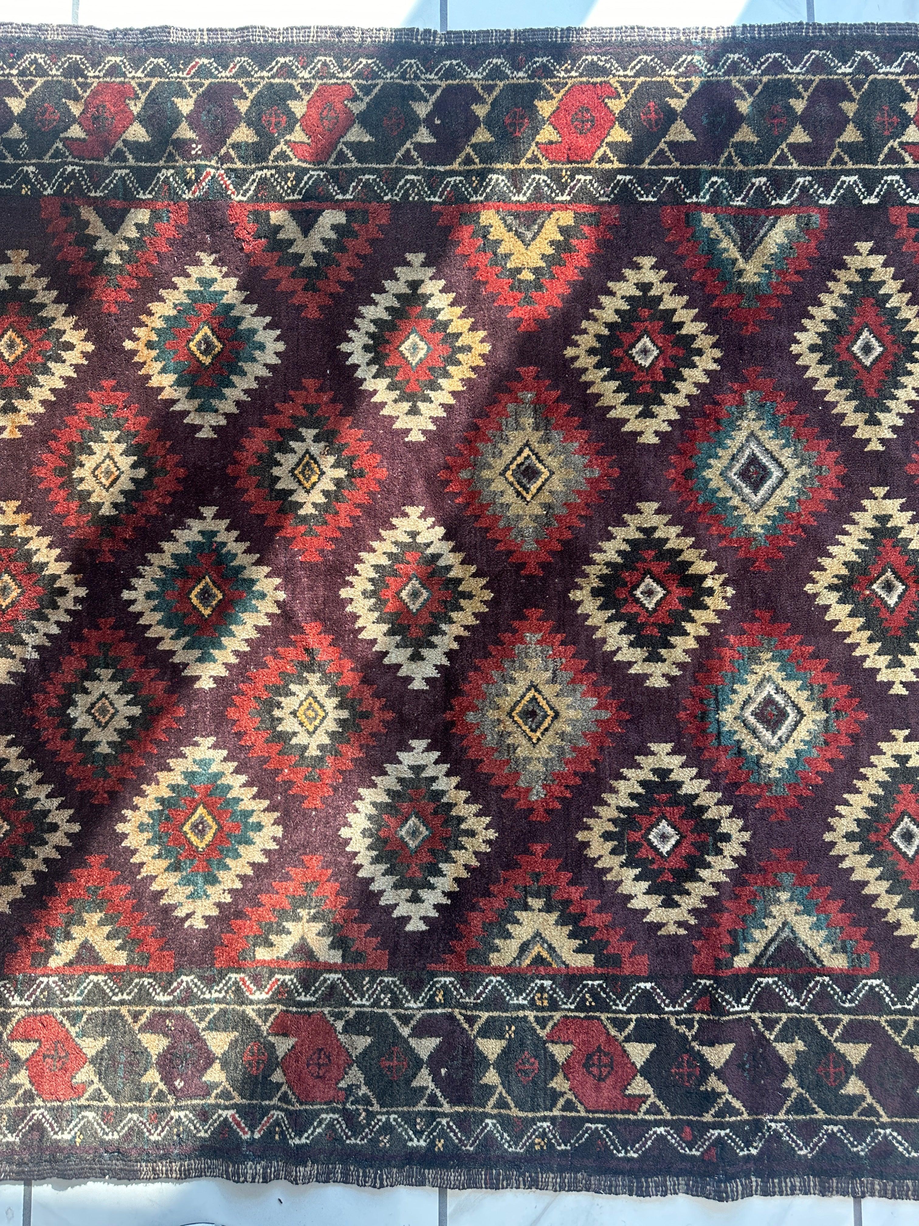 Antique 1900’s Tribal Baluch Wool Rug 4’5” x 8’6” - Image 8