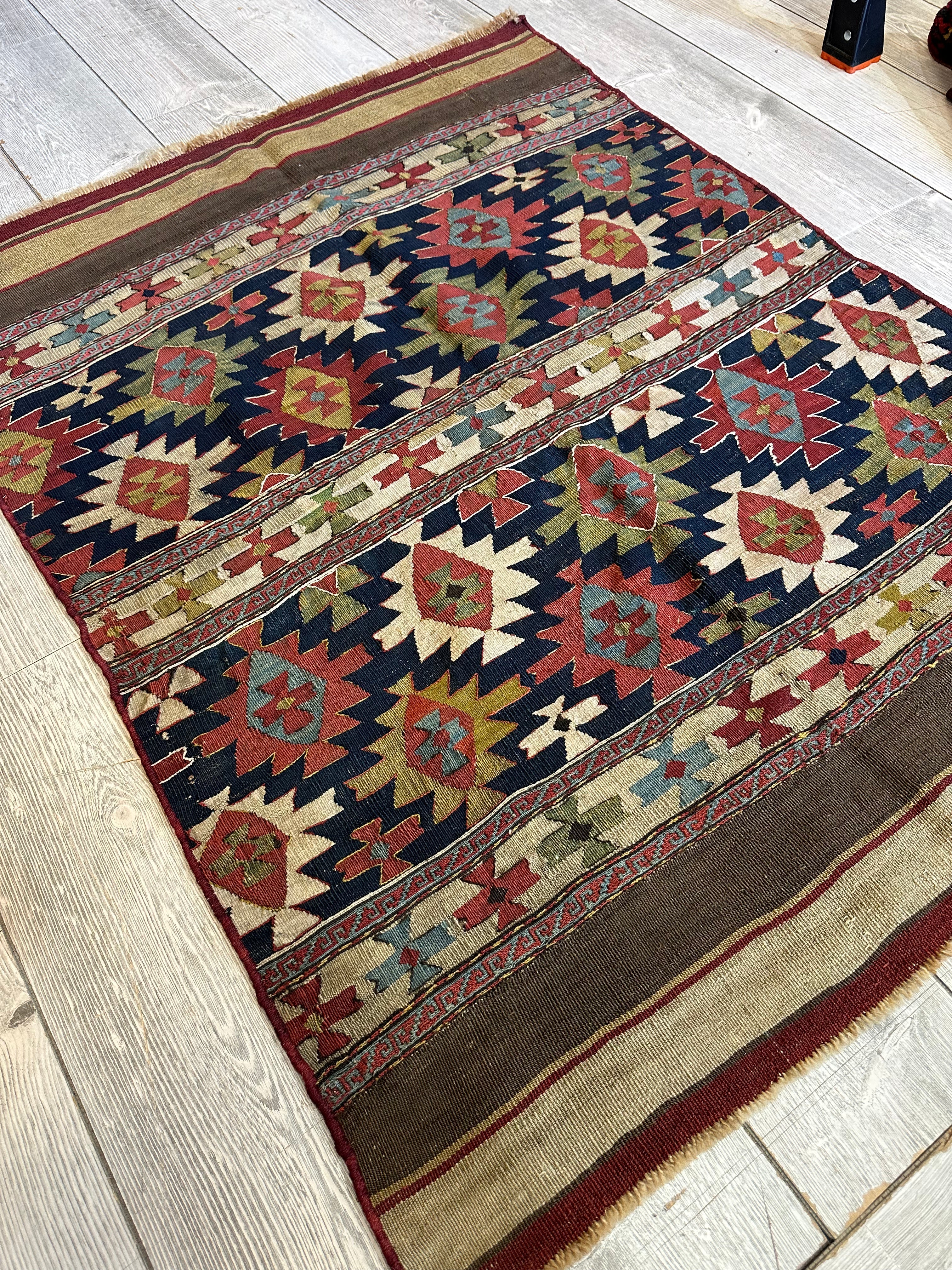 Antique 19th Century Caucasian Shahsavan Rug Rug 3’ x 4’ - Image 3