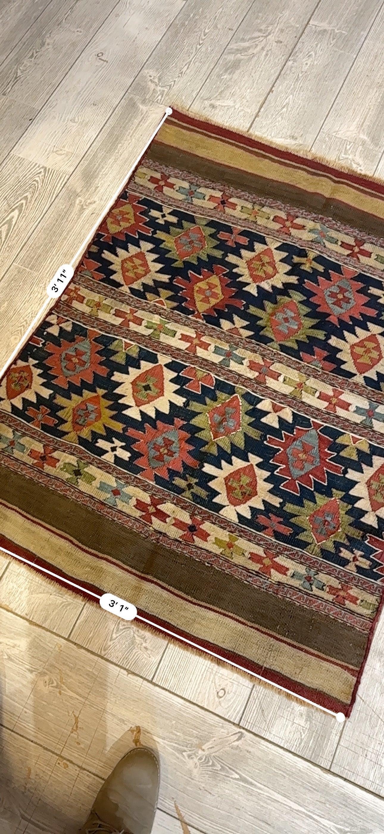 Antique 19th Century Caucasian Shahsavan Rug Rug 3’ x 4’ - Image 5
