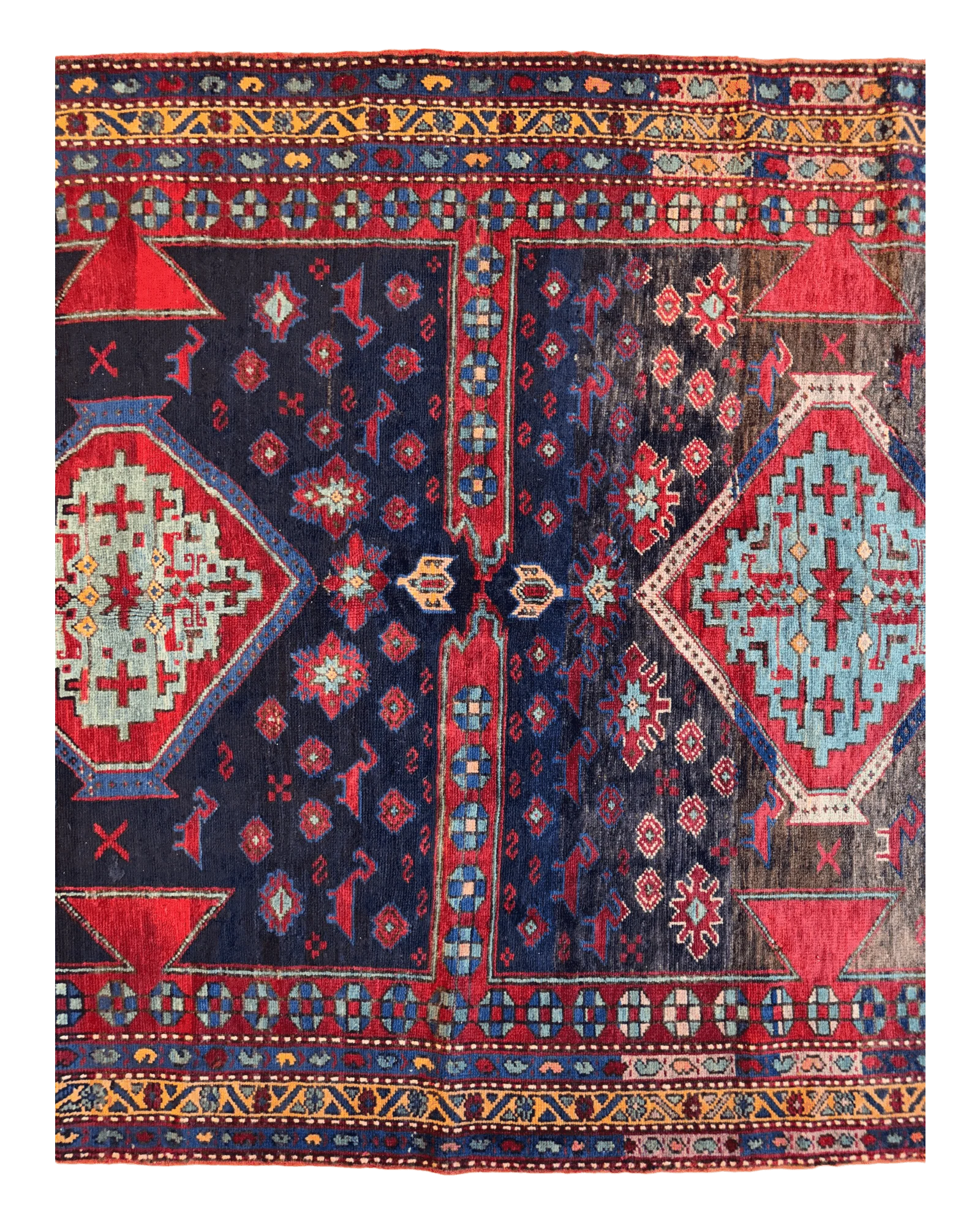 Antique 19th Century Handwoven Kazak Tribal Rug 5’ x 8’ - Image 2