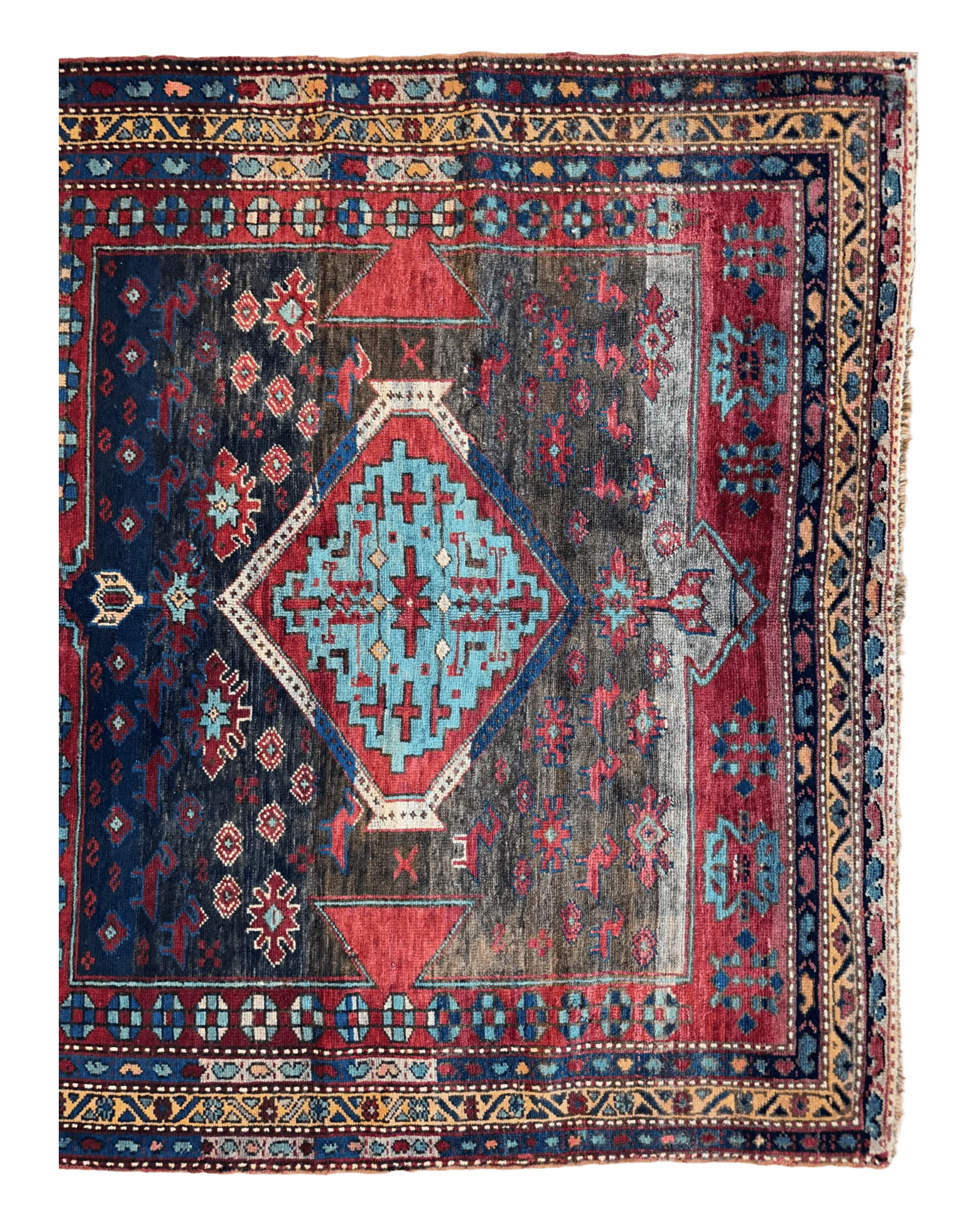 Antique 19th Century Handwoven Kazak Tribal Rug 5’ x 8’ - Image 6