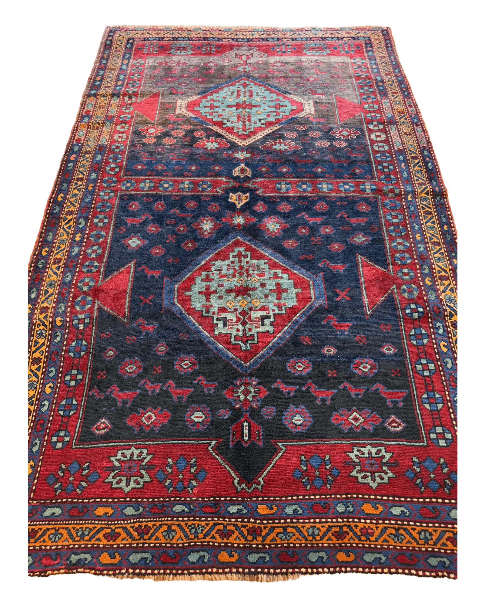Antique 19th Century Handwoven Kazak Tribal Rug 5’ x 8’ - Image 8