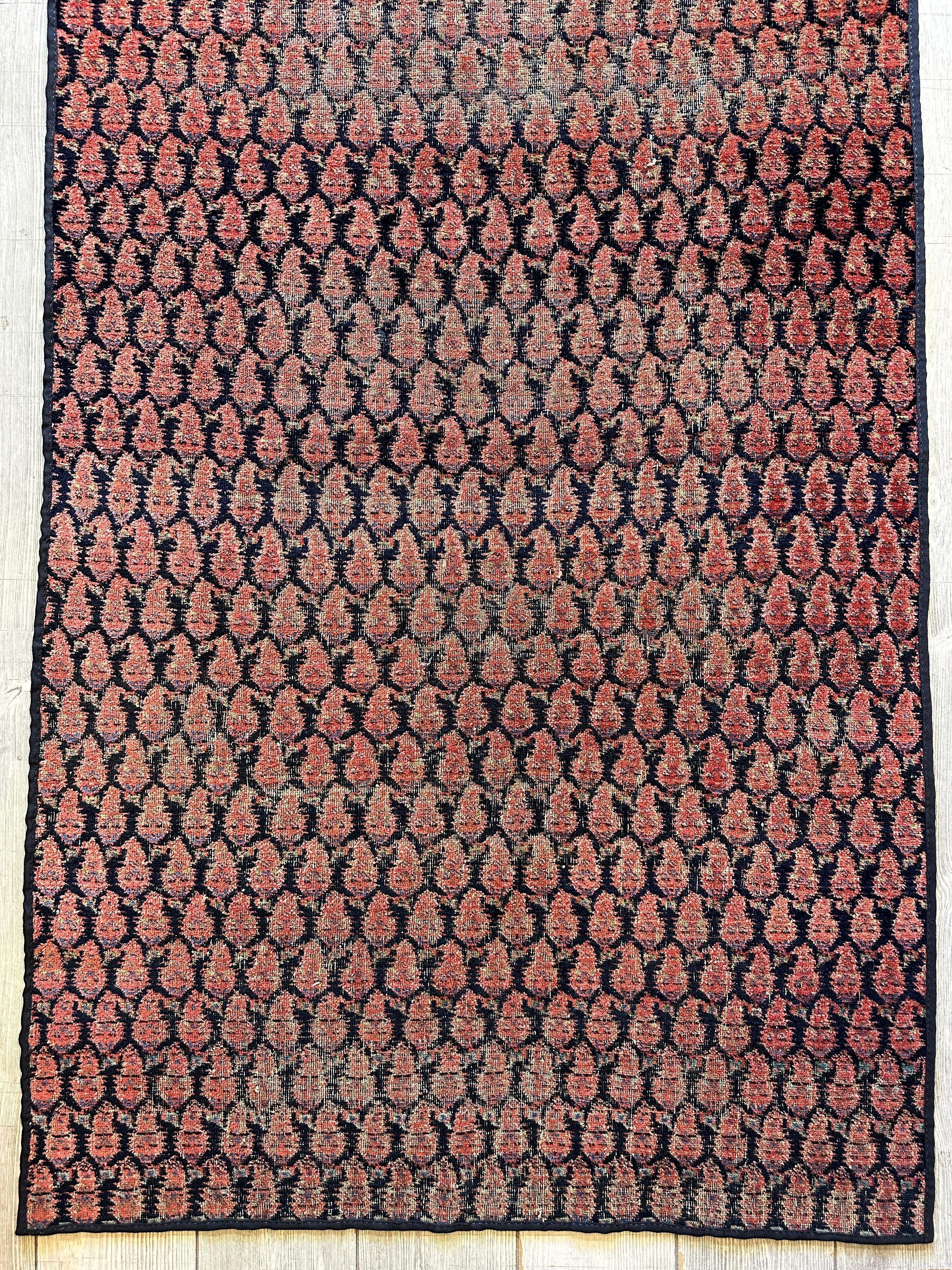 Antique All Over Paisley Kurdish Afshar Fragment Runner 3’3” x 7’7” - Image 6