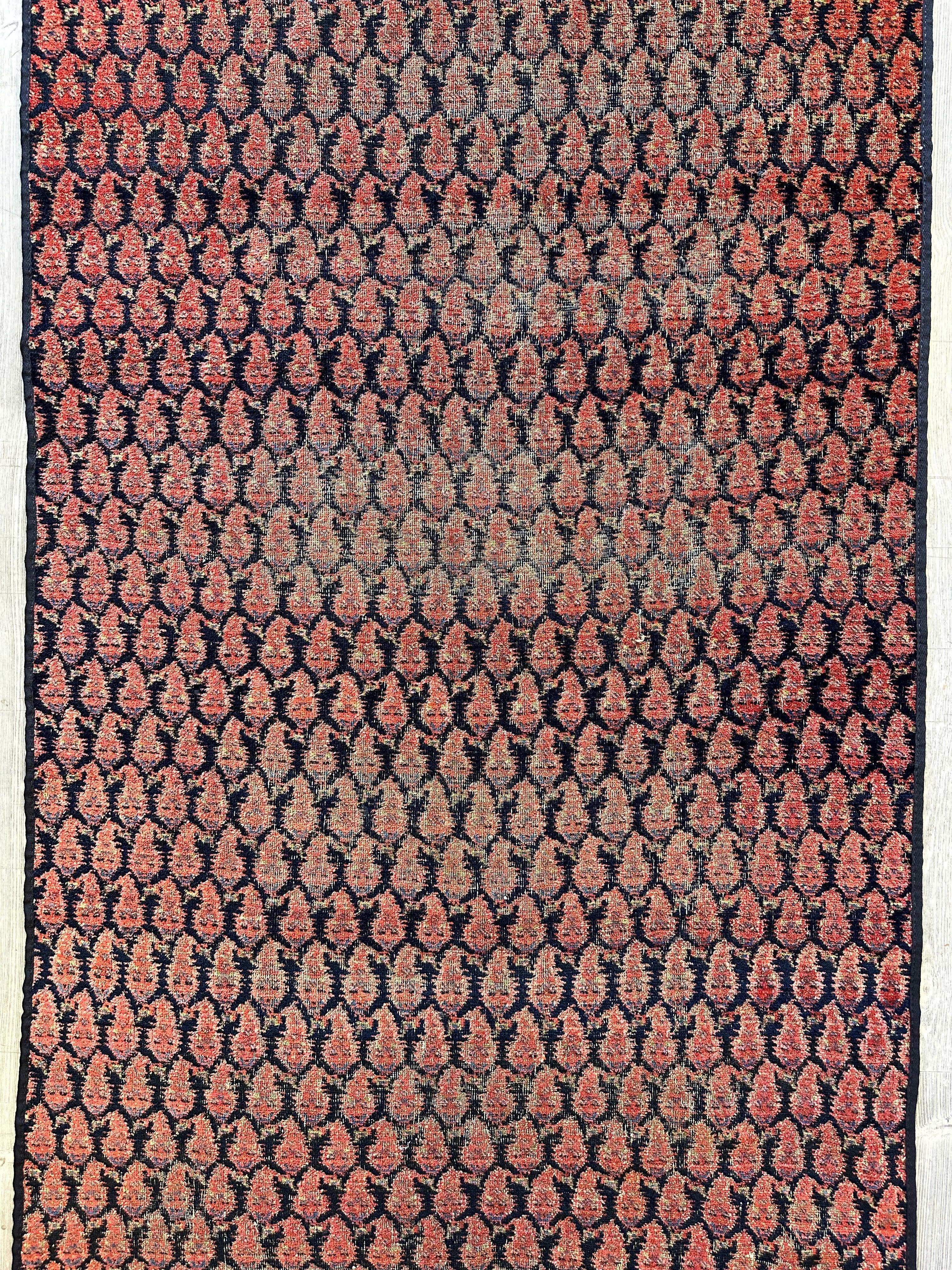 Antique All Over Paisley Kurdish Afshar Fragment Runner 3’3” x 7’7” - Image 7