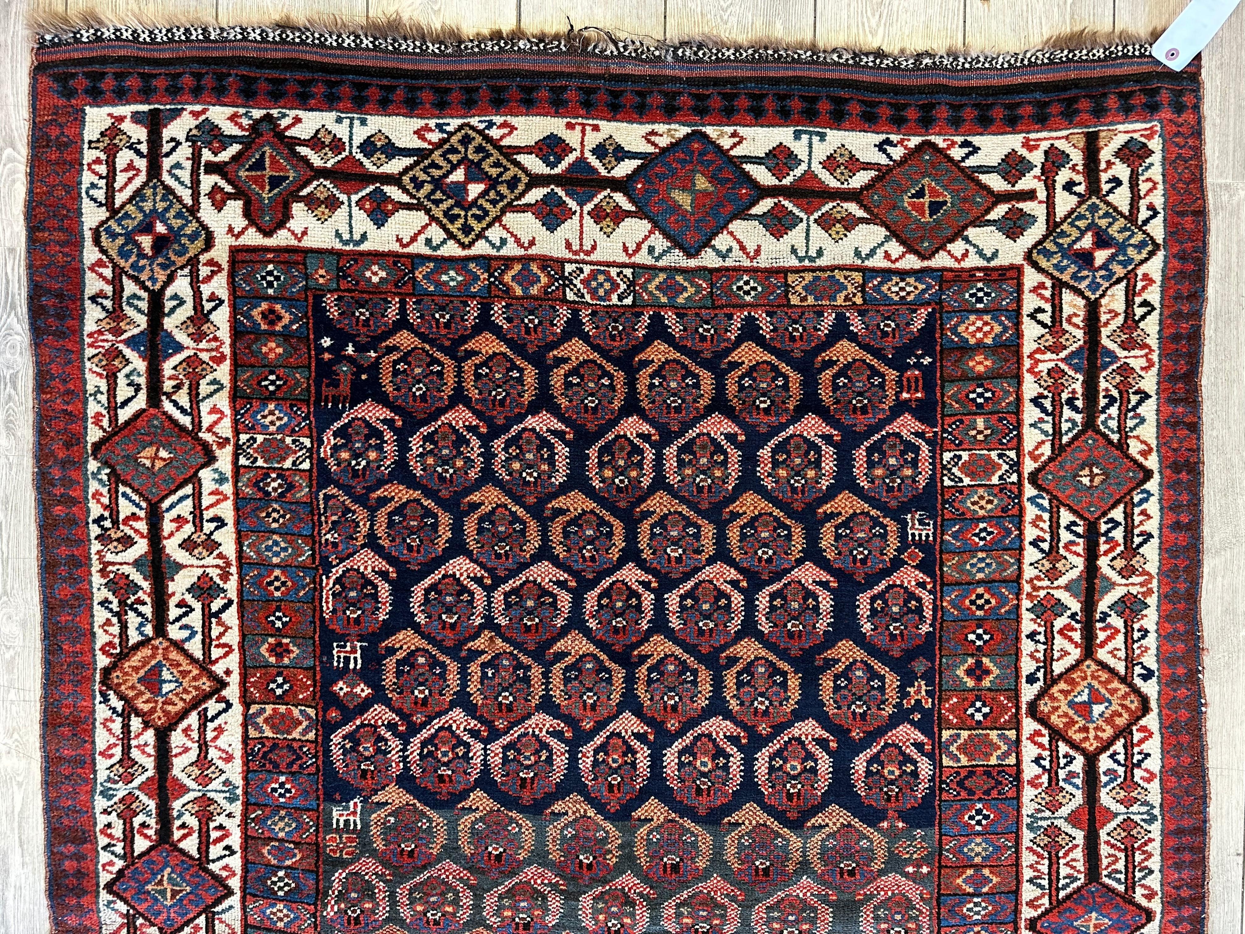 Antique All Over Paisley Kurdish Afshar Rug 4’5” x 8’11” - Image 5