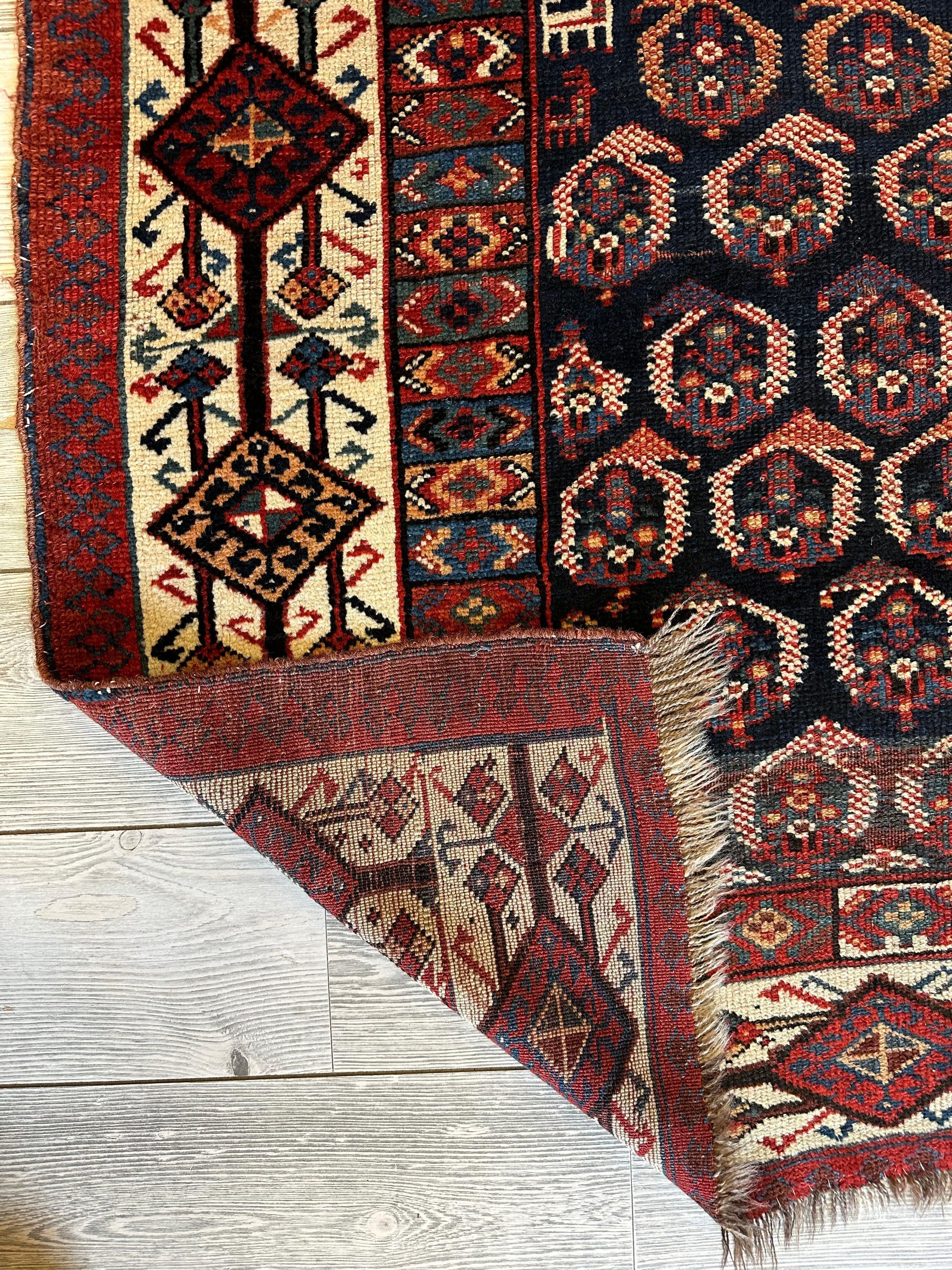 Antique All Over Paisley Kurdish Afshar Rug 4’5” x 8’11” - Image 9