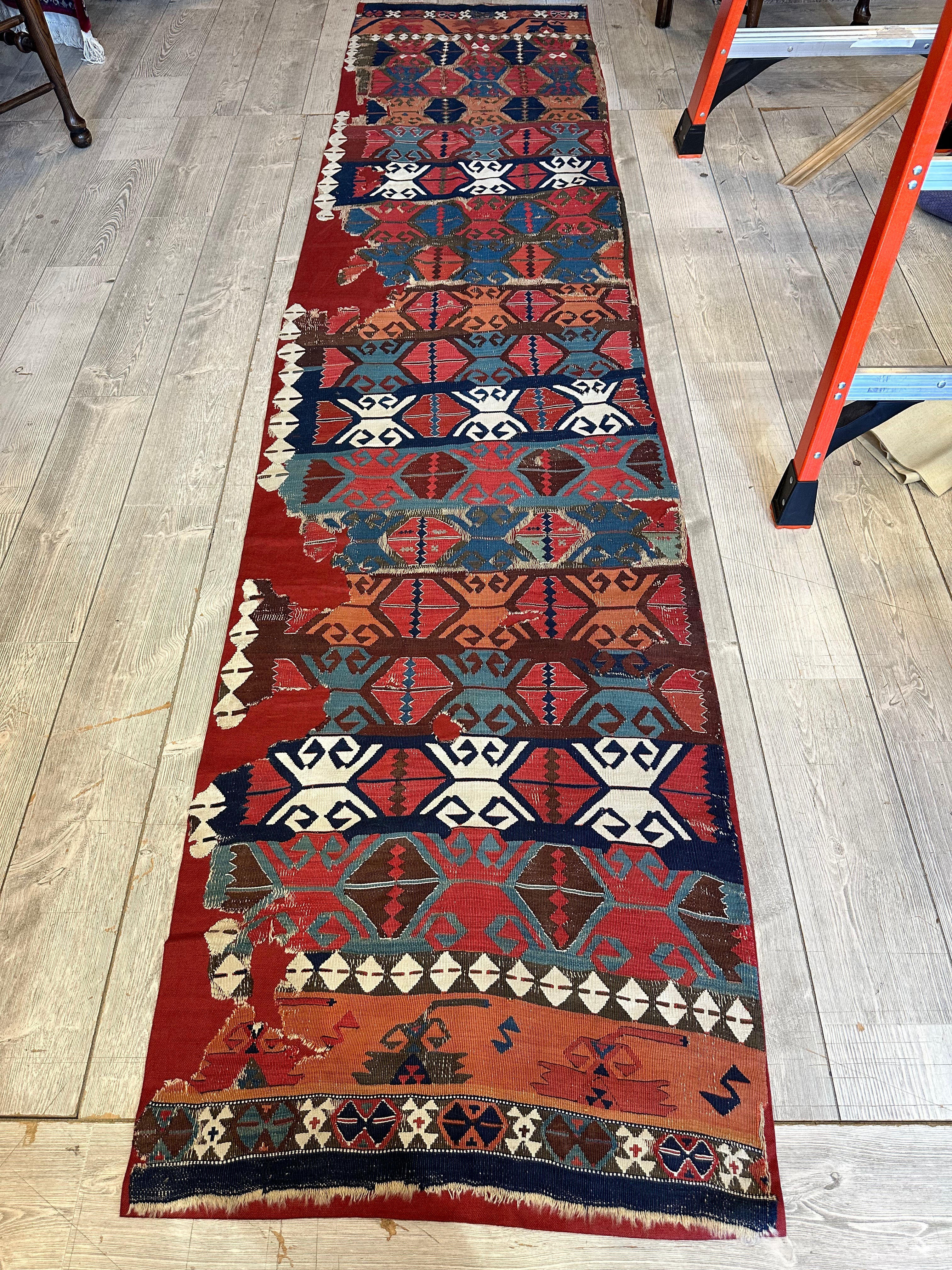 Antique Anatolian Long Kilim Fragment | 19th Century Hand-Woven Wool - Image 2