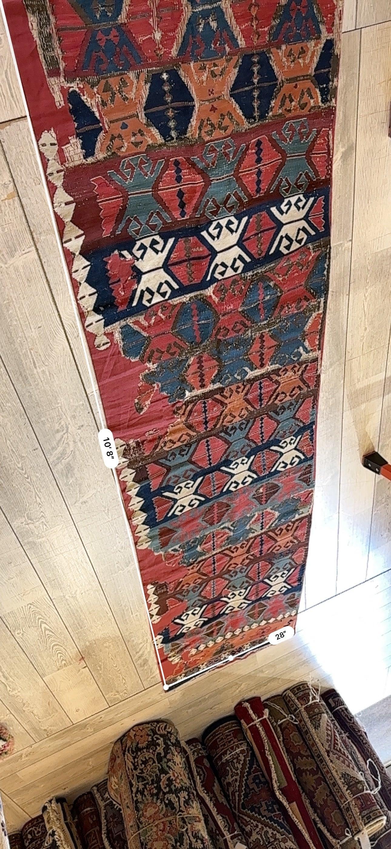 Antique Anatolian Long Kilim Fragment | 19th Century Hand-Woven Wool - Image 9