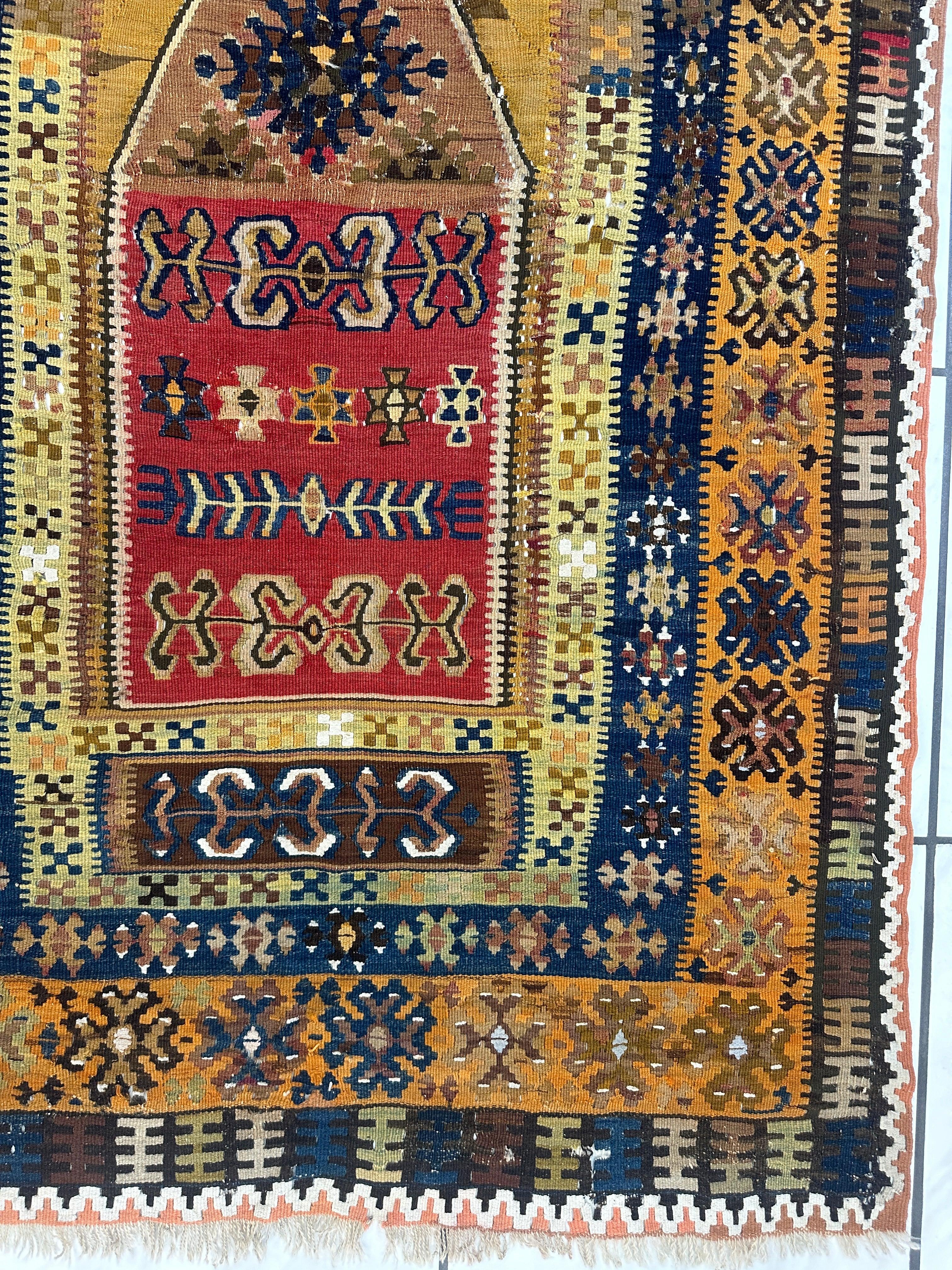 Antique Anatolian Wool Prayer Rug 4’ x 6’6” - Image 6