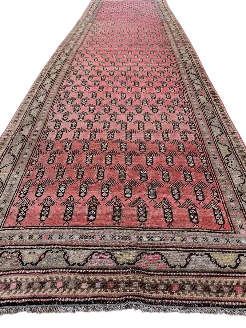 Antique Armenian Karabakh Wool Runner – 3’3” x 12’8” – Hand-Knotted Long Corridor Rug - Image 2