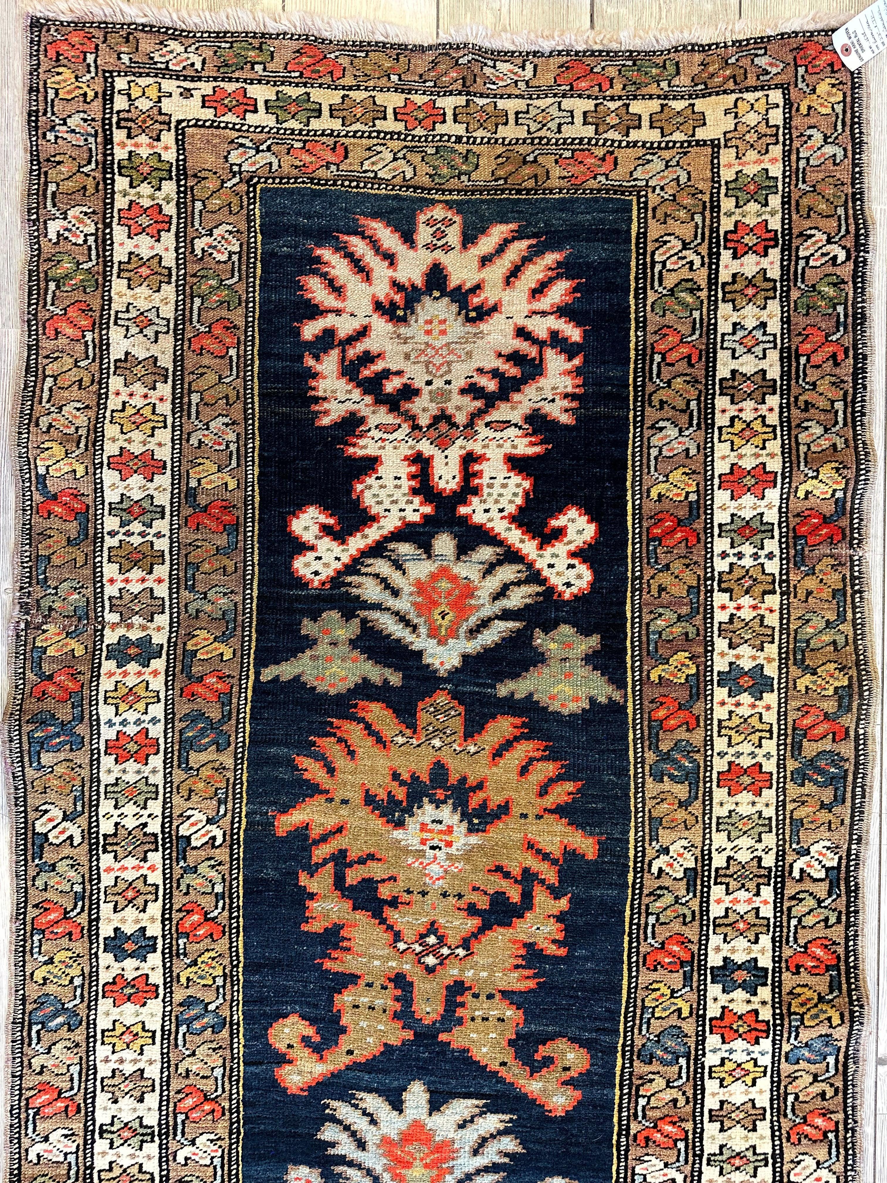 Antique Caucasian Karabakh Signed & Dated Wool on Wool Runner Rug 3 X 7 - Image 4
