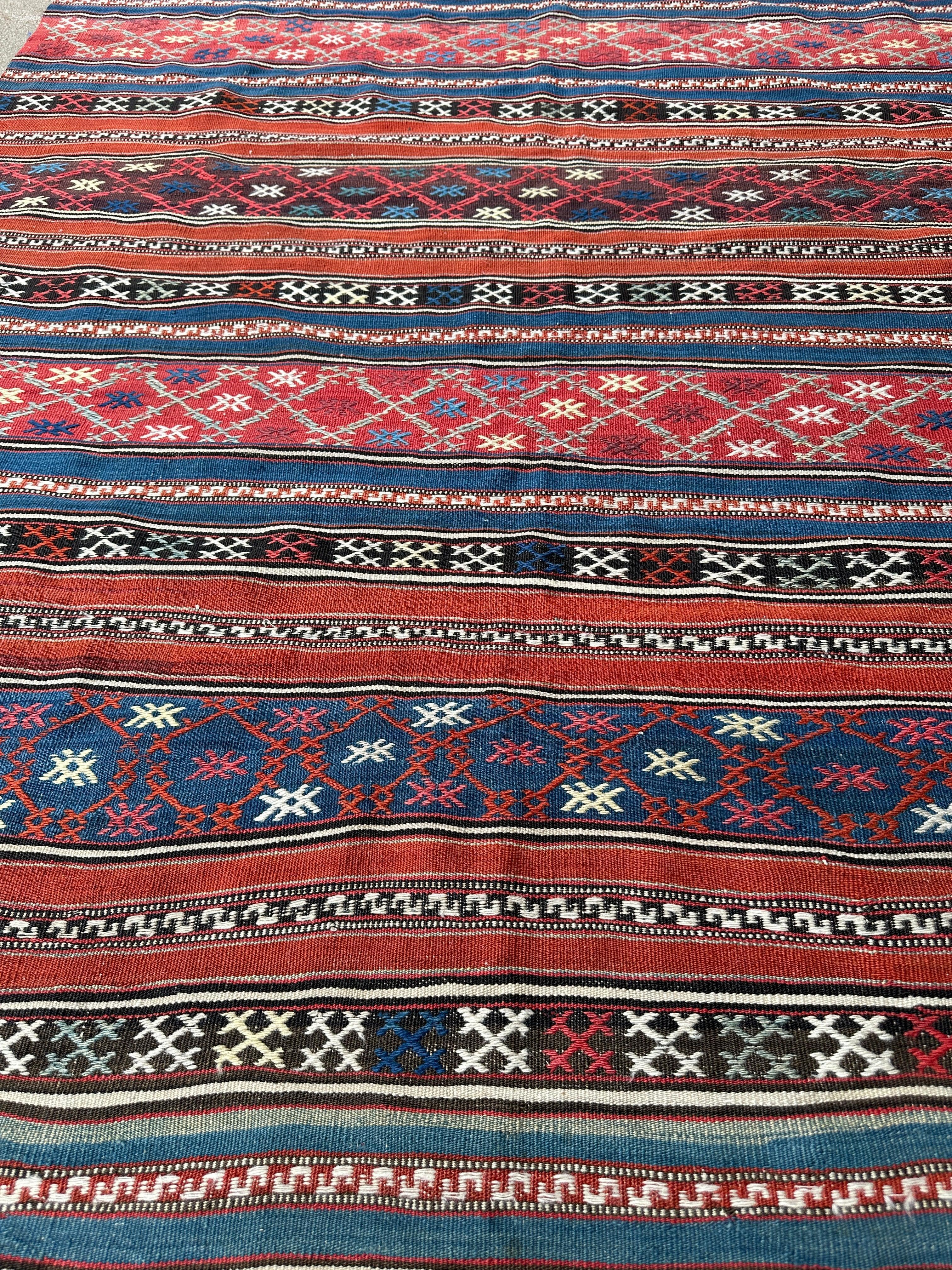 Antique Caucasian Shahsavan Soumak Rug 4’9” x 7’4” - Image 4