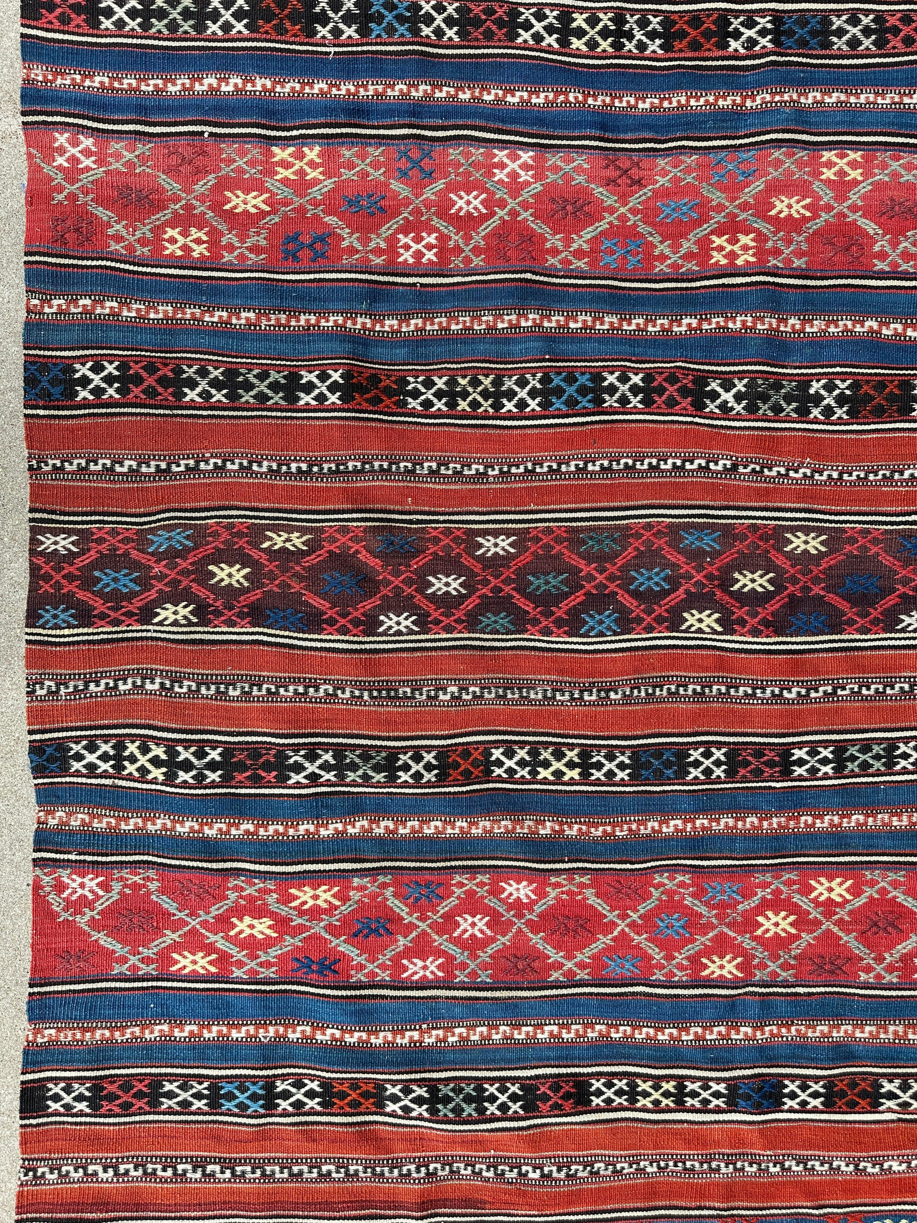 Antique Caucasian Shahsavan Soumak Rug 4’9” x 7’4” - Image 8